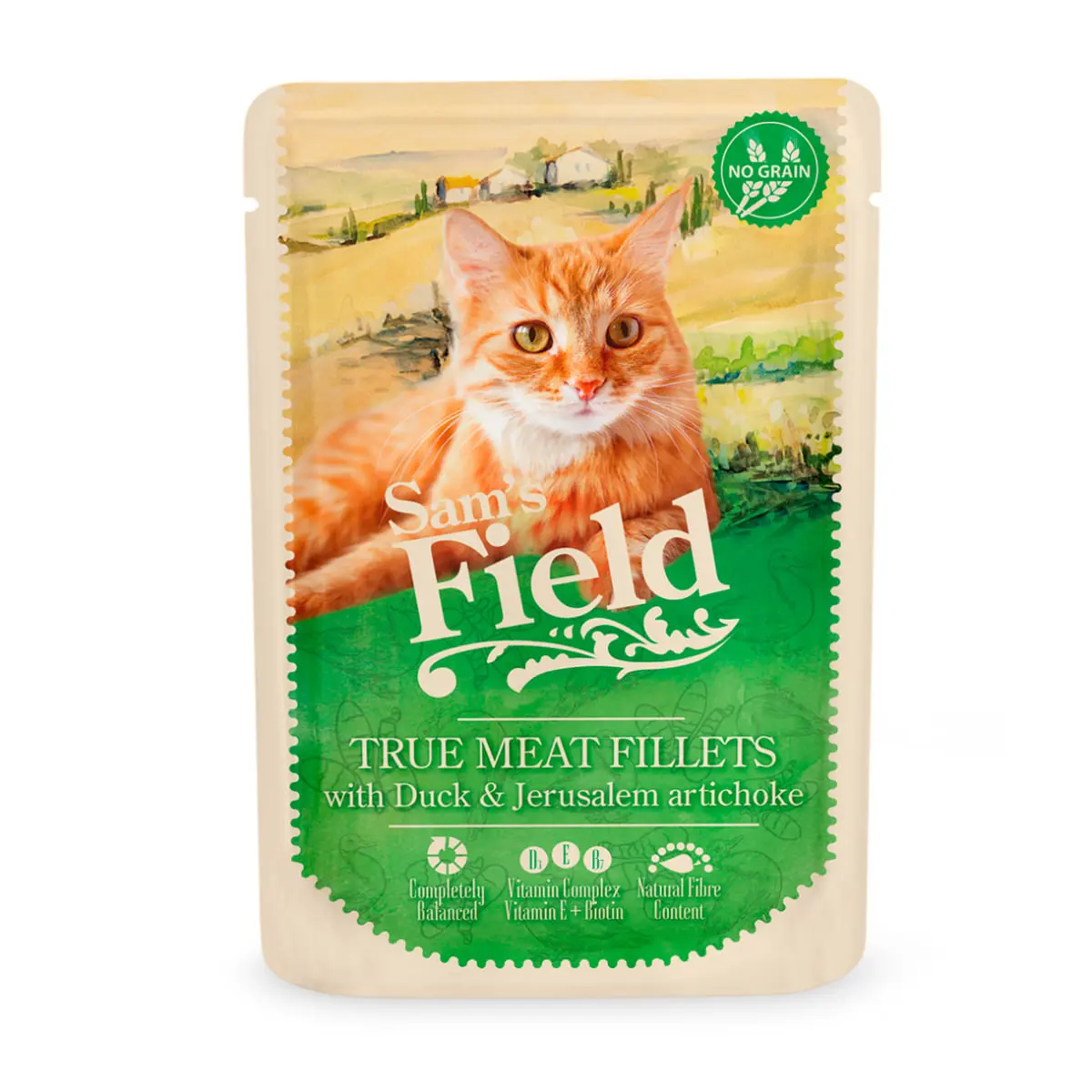 SAM'S FIELD True Meat Fillets, Rata, plic hrana umeda fara cereale pisici, (in sos), 85g - Image 2