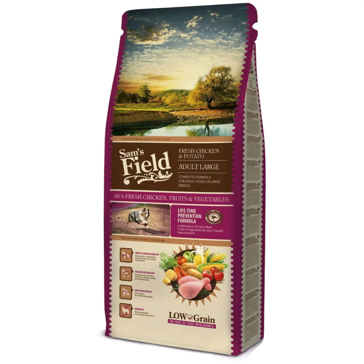SAM'S FIELD Fresh Adult Large, L-XL, Pui si Cartofi, hrana uscata continut redus cereale caini, 2.5kg - Image 2