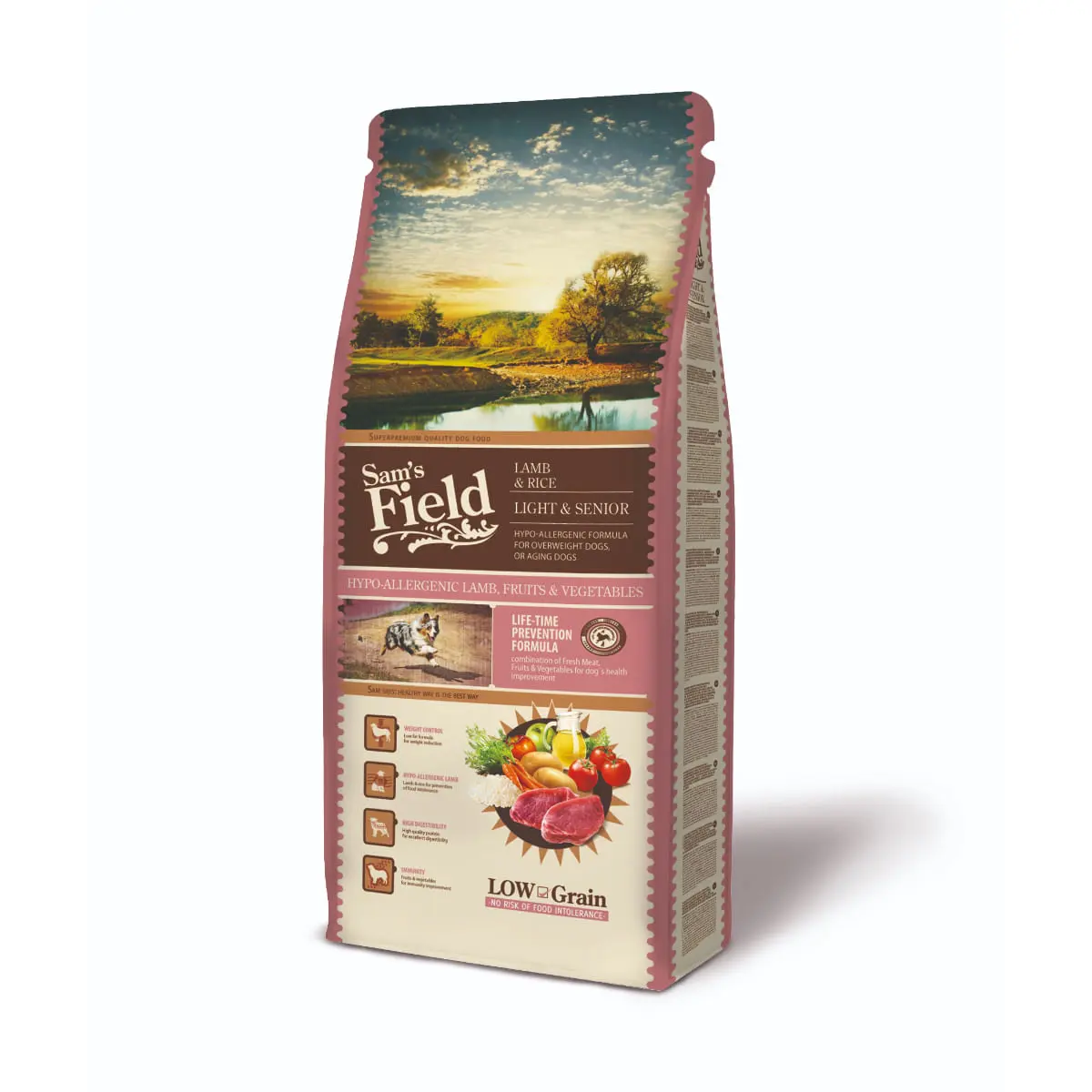 SAM'S FIELD Fresh Light & Senior, XS-XL, Miel si Orez, hrana uscata continut redus cereale caini, alergii, 13kg - Image 2