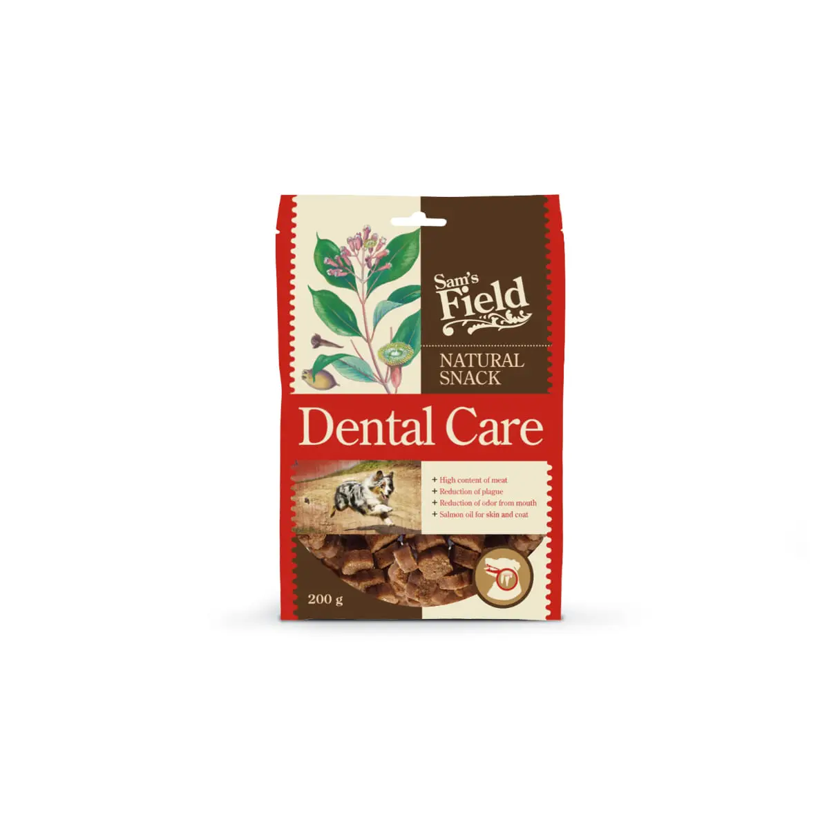 SAM'S FIELD Natural Snack Dental Care, XS-XL, Pui, punguta recompense caini, sensibilitati dentare, 200g - Image 2
