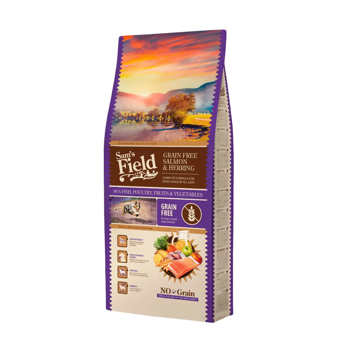 SAM'S FIELD, XS-XL, Somon si Hering, hrana uscata fara cereale caini, 13kg - Image 2