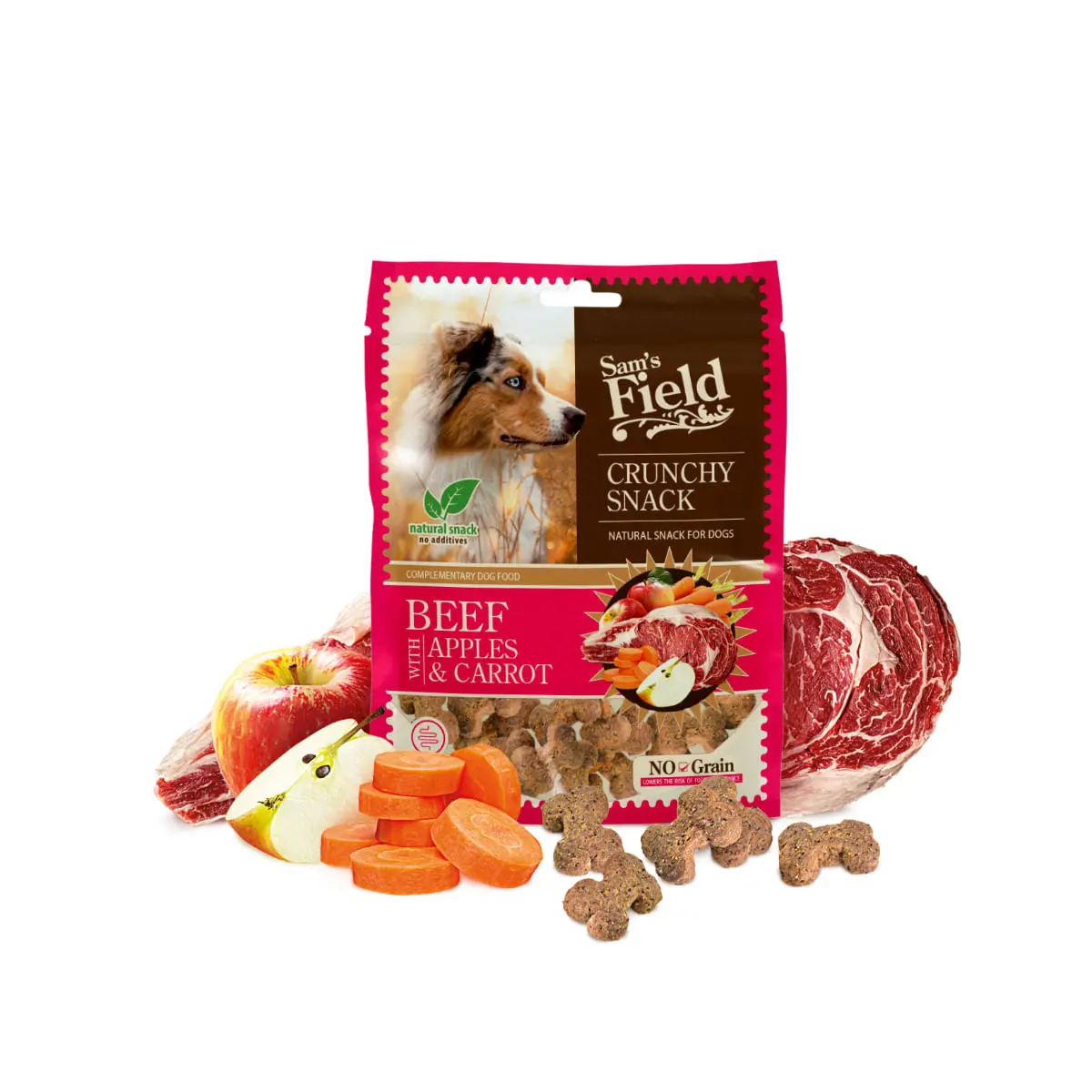 SAM'S FIELD Crunchy Snack, XS-XL, Vita si Mar, punguta recompense fara cereale caini, 200g - Image 3