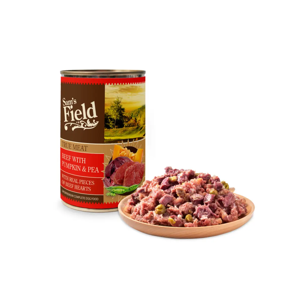 SAM'S FIELD True Meat, XS-XL, Vita si dovleac, conserva hrana umeda fara cereale caini, (in aspic), 400g - Image 3