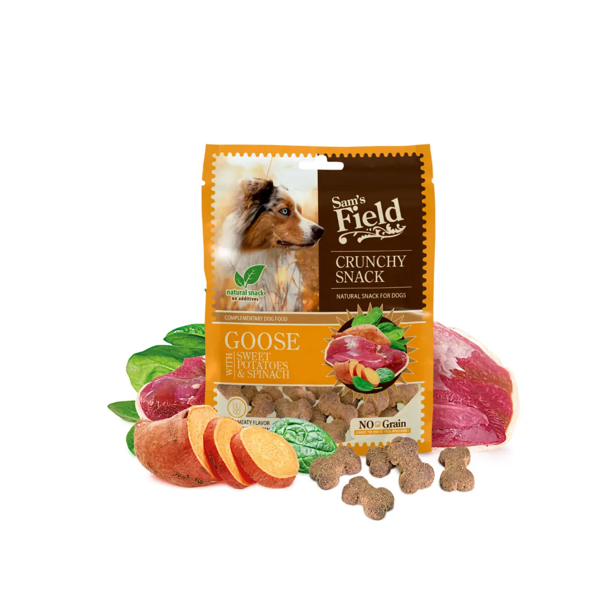 SAM'S FIELD Crunchy Snack, XS-XL, Gasca si Cartof Dulce, punguta recompense fara cereale caini, 200g - Image 3