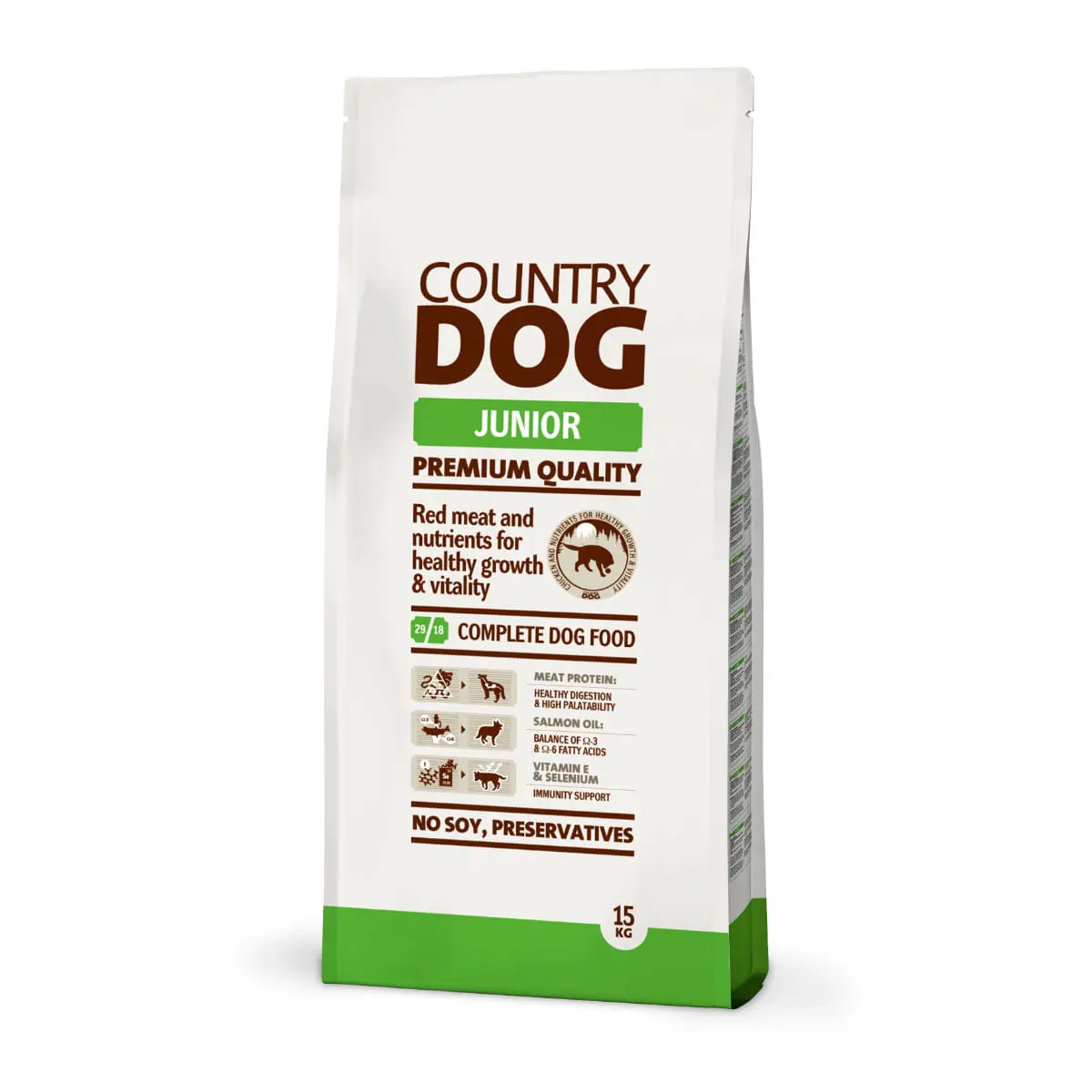 COUNTRY DOG FOOD Junior, XS-XL, Pui, hrana uscata caini junior, 15kg