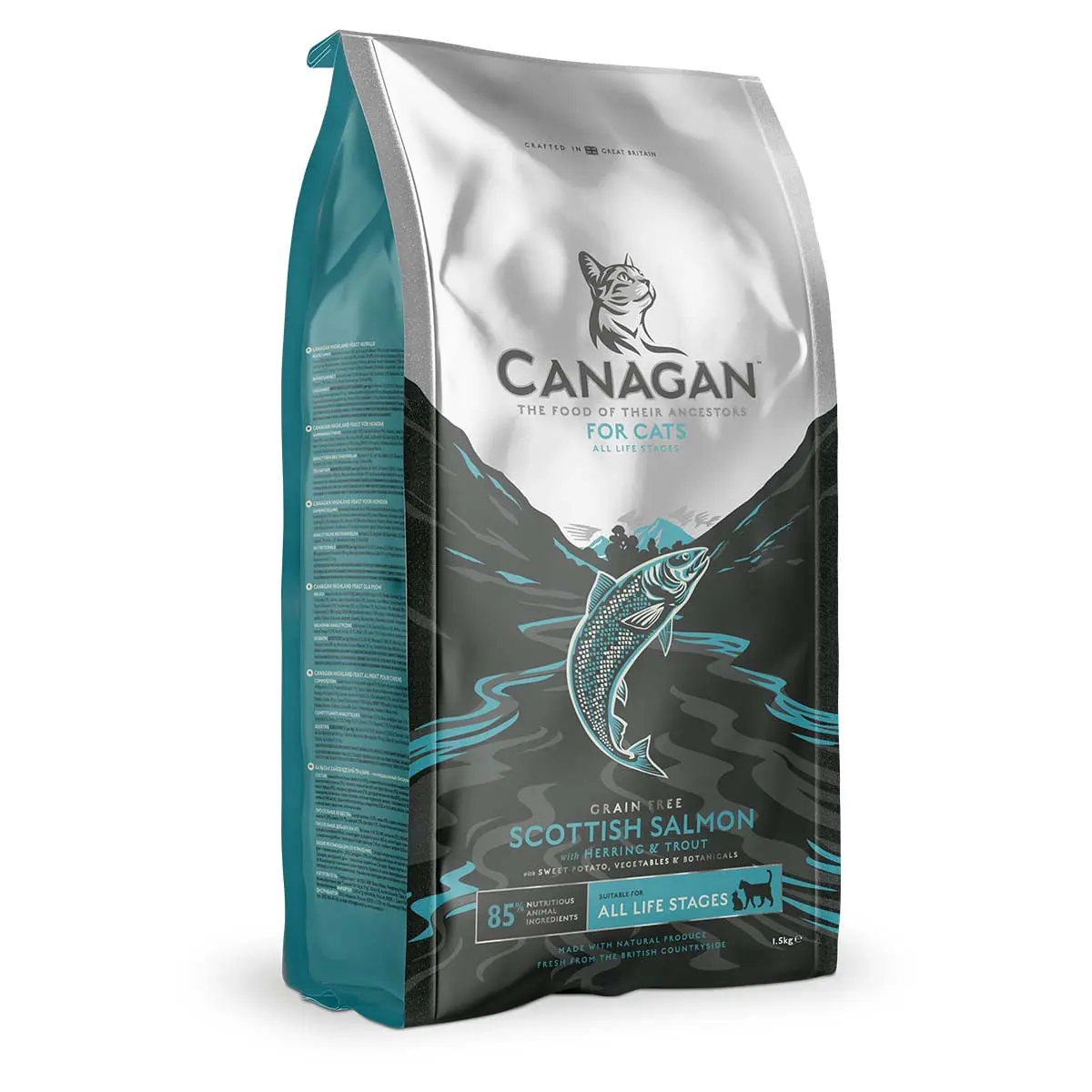CANAGAN Scottish Salmon, Somon, hrana uscata fara cereale pisici junior & adult, 1.5kg