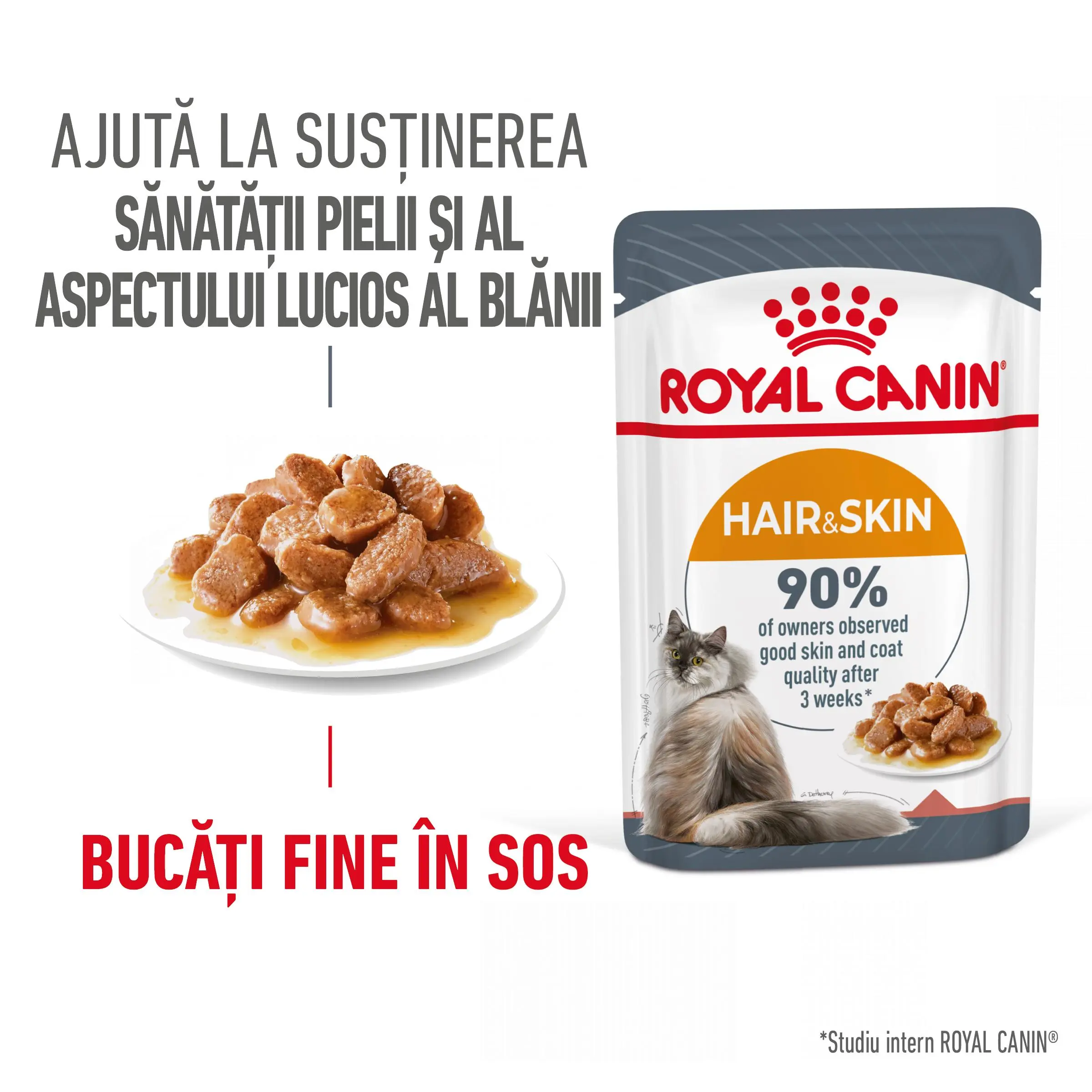 ROYAL CANIN Hair & Skin Care Adult, hrana umeda pisici, piele & blana, (in sos), 85g - Image 2