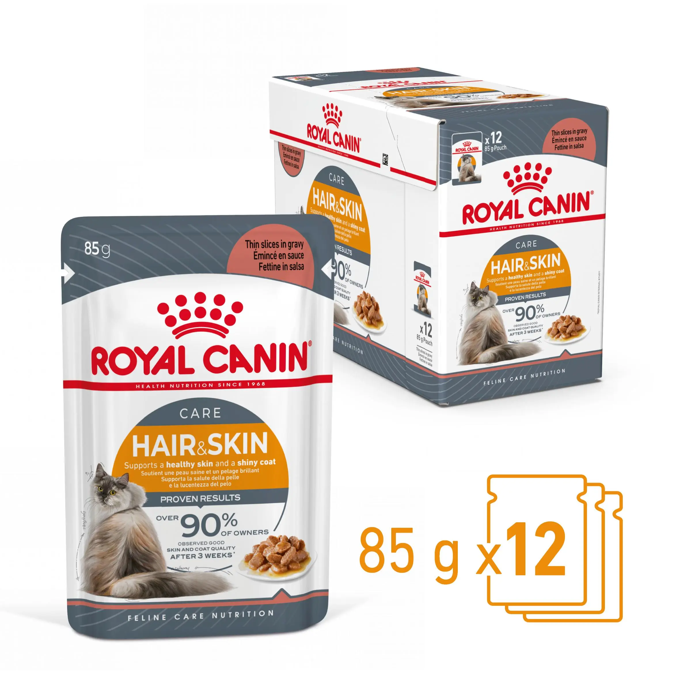 ROYAL CANIN Hair & Skin Care Adult, hrana umeda pisici, piele & blana, (in sos), bax, 85g x 12buc - Image 3