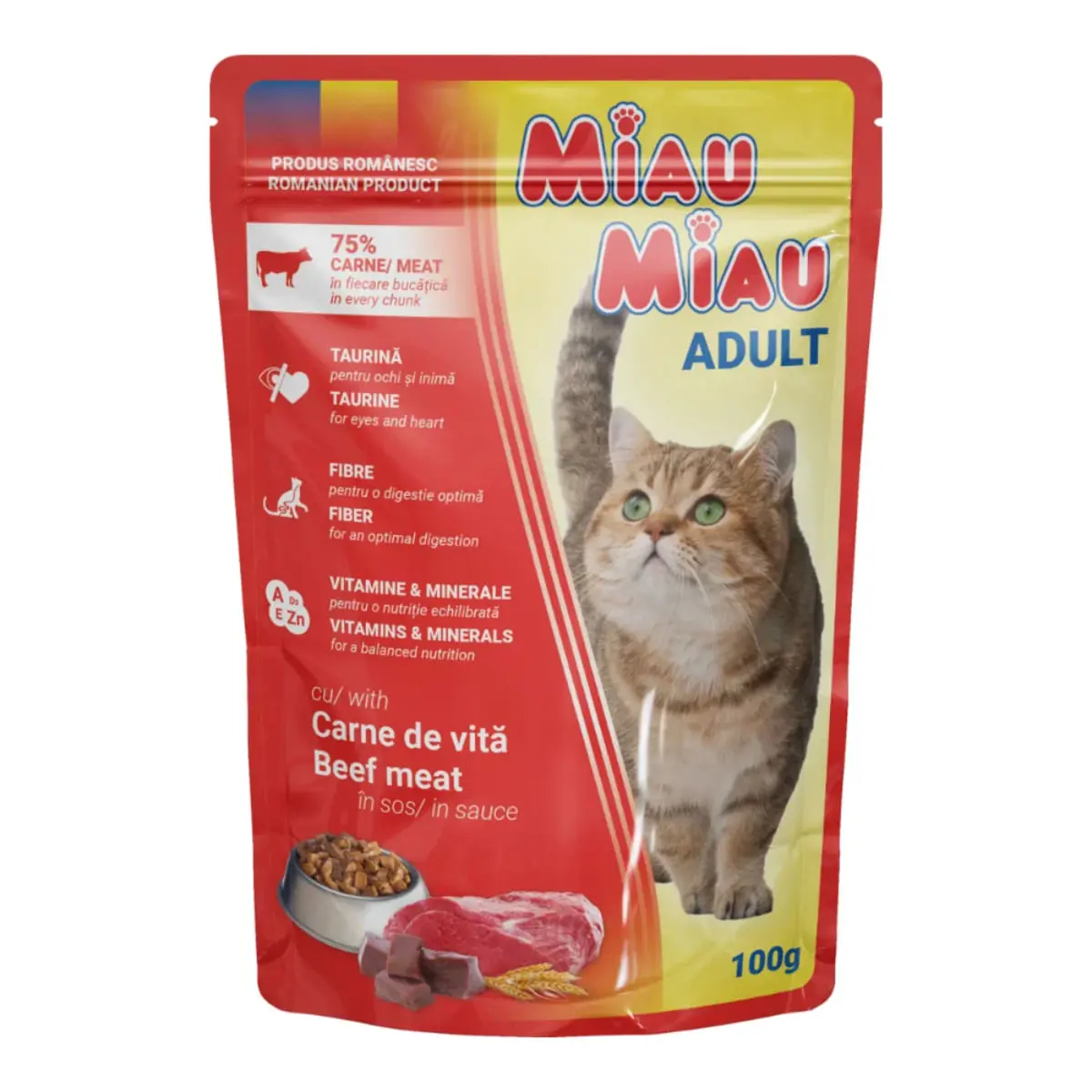 MIAU MIAU, Vita, plic hrana umeda pisici, (in sos), 100g