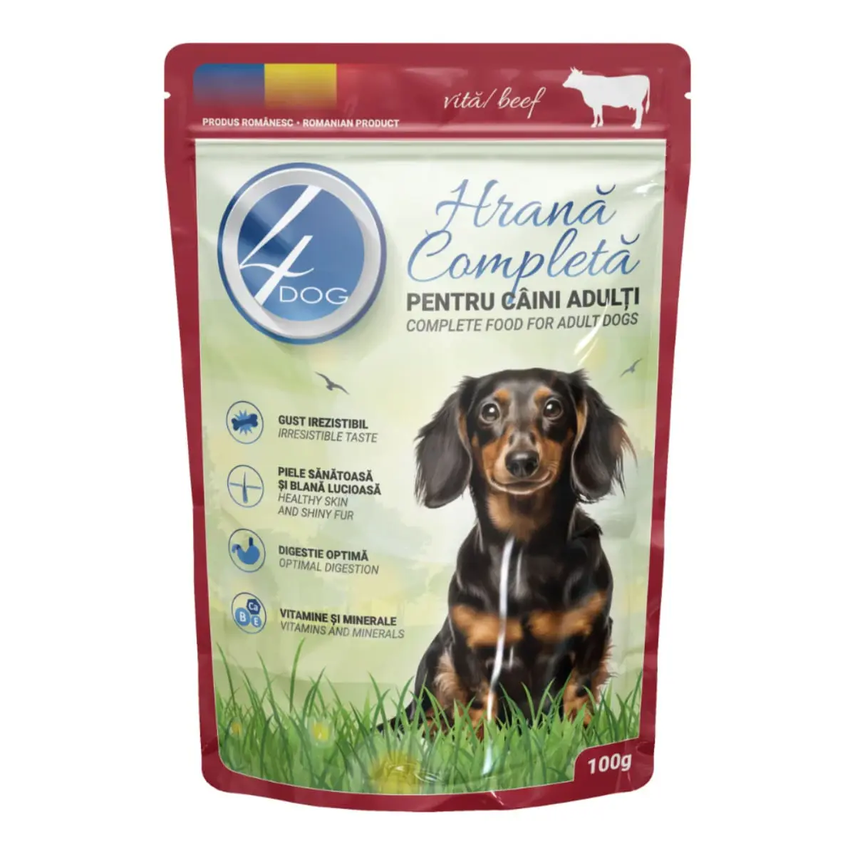 4DOG, XS-XL, Vita, plic hrana umeda caini, (in sos), 100g