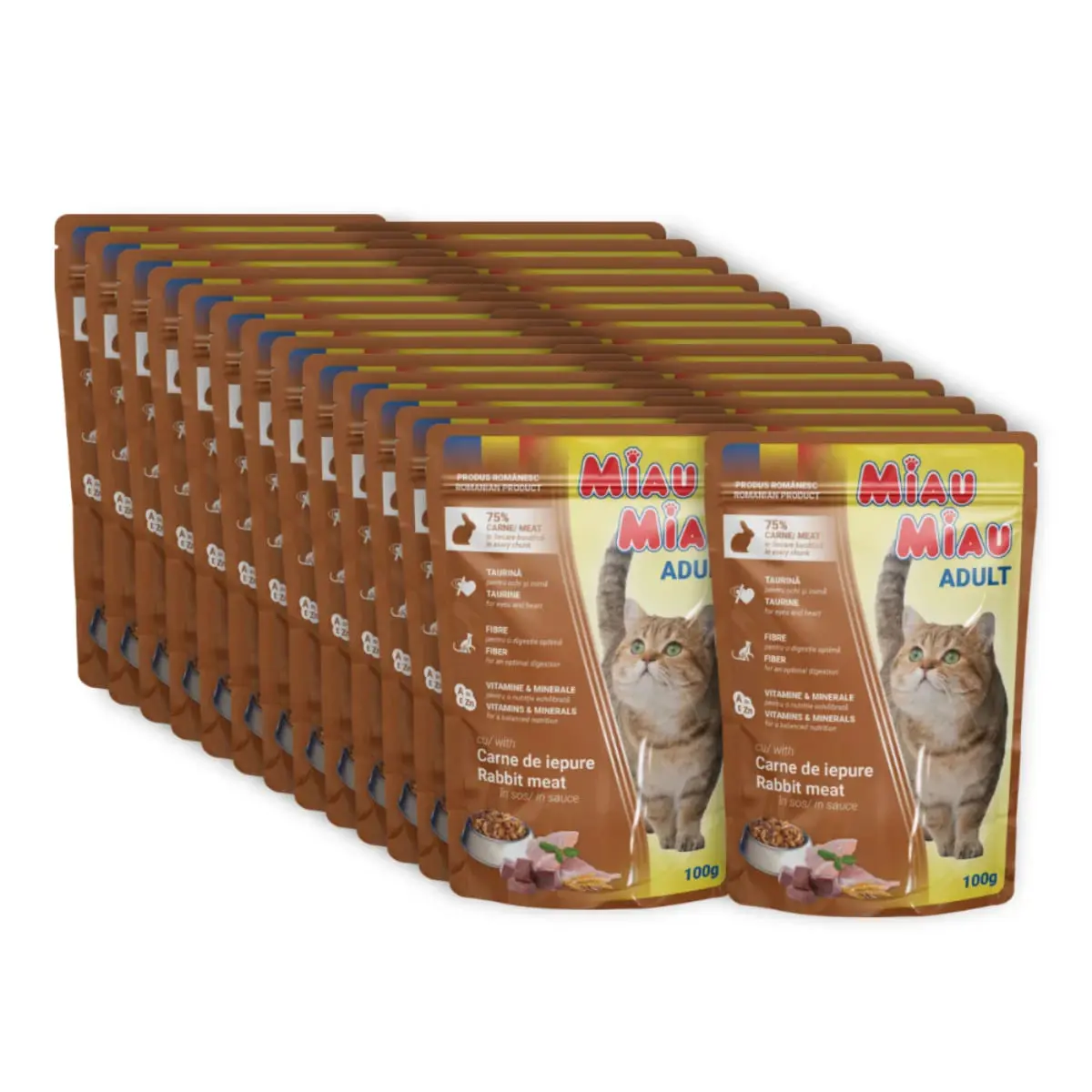 MIAU MIAU, Iepure, plic hrana umeda pisici, (in sos), bax, 100g x 24buc - Image 2