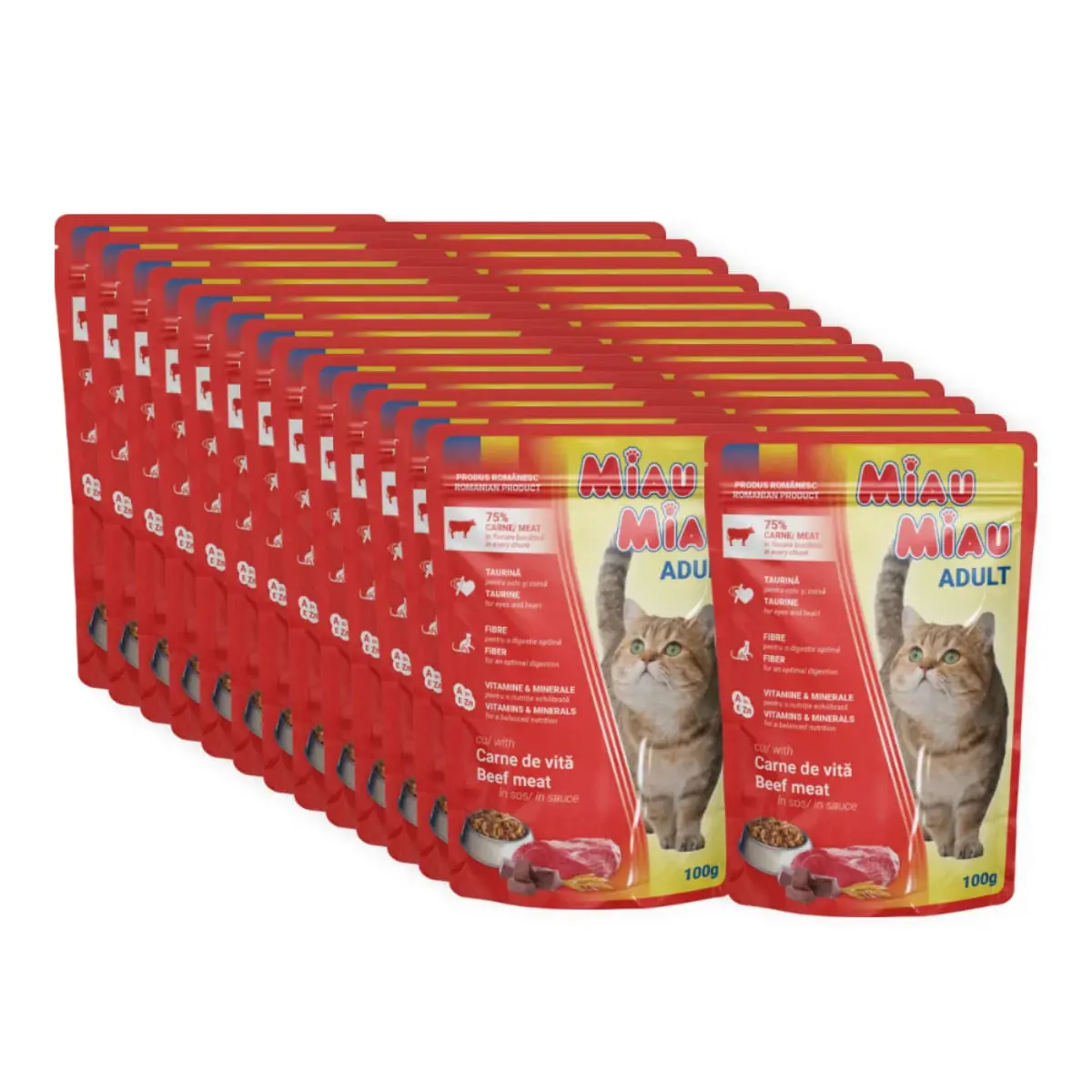 MIAU MIAU, Vita, plic hrana umeda pisici, (in sos), bax, 100g x 24buc