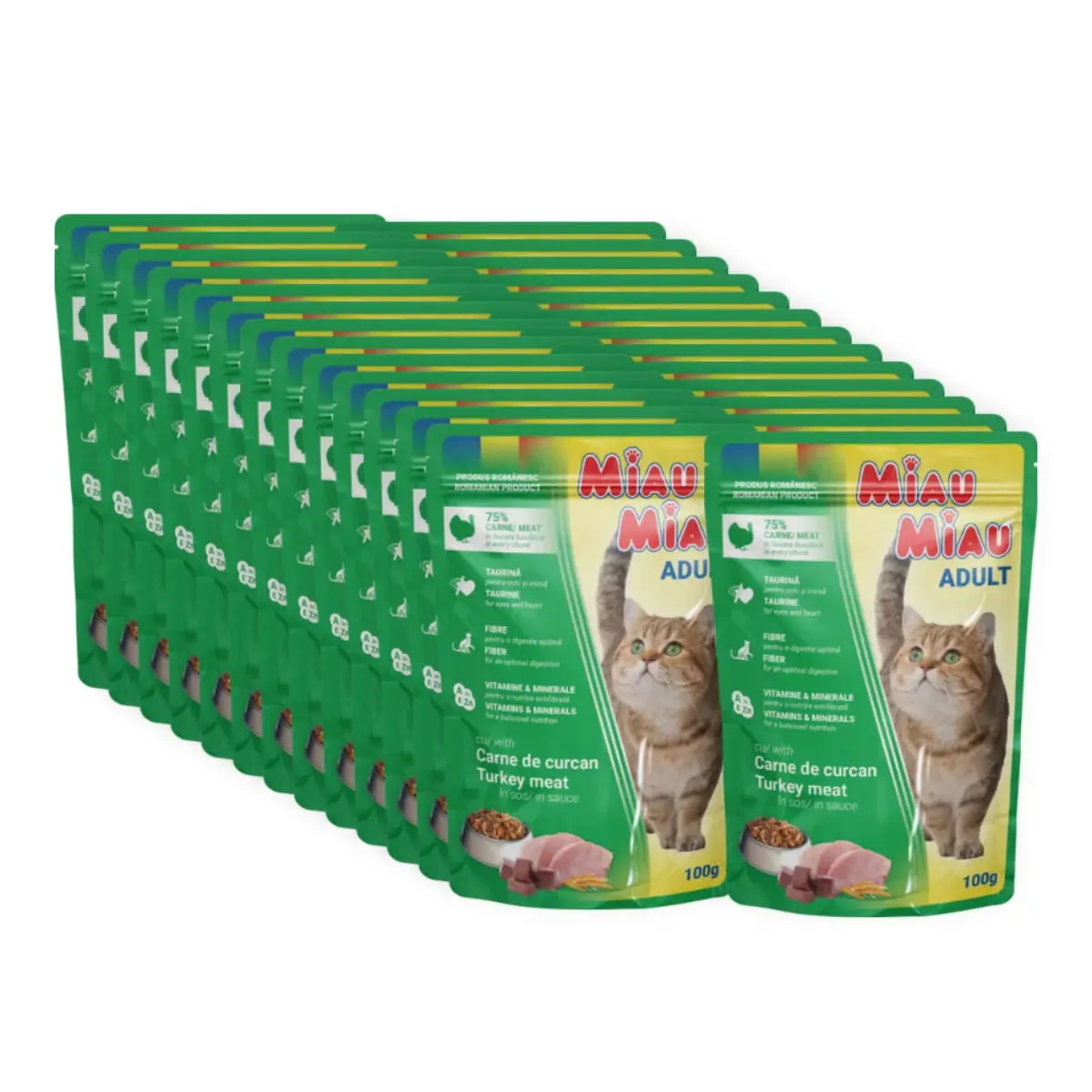 MIAU MIAU, Curcan, plic hrana umeda pisici, (in sos), bax, 100g x 24buc - Image 2