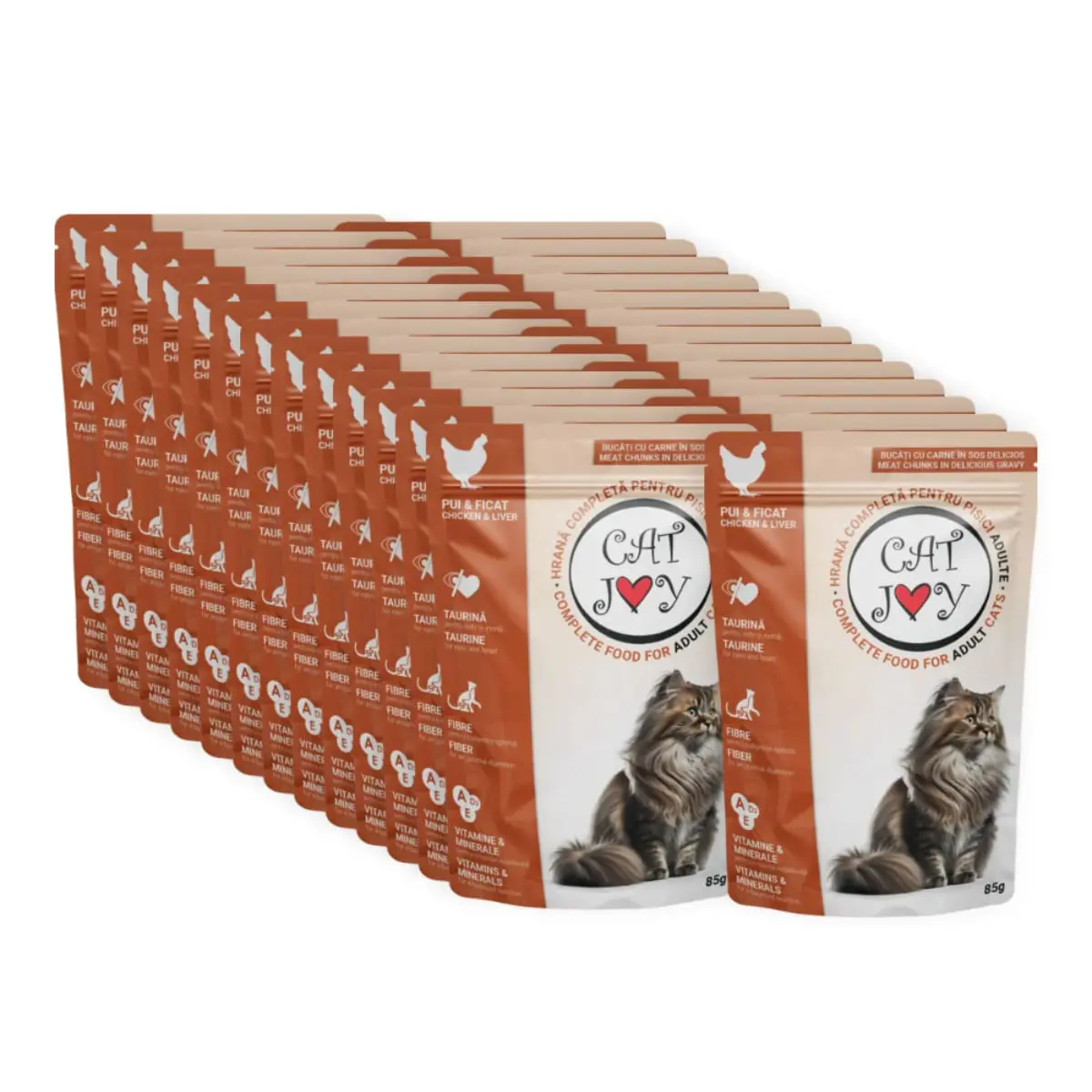 CAT JOY, Pui si Ficat, plic hrana umeda pisici, (in sos), bax, 85g x 24buc