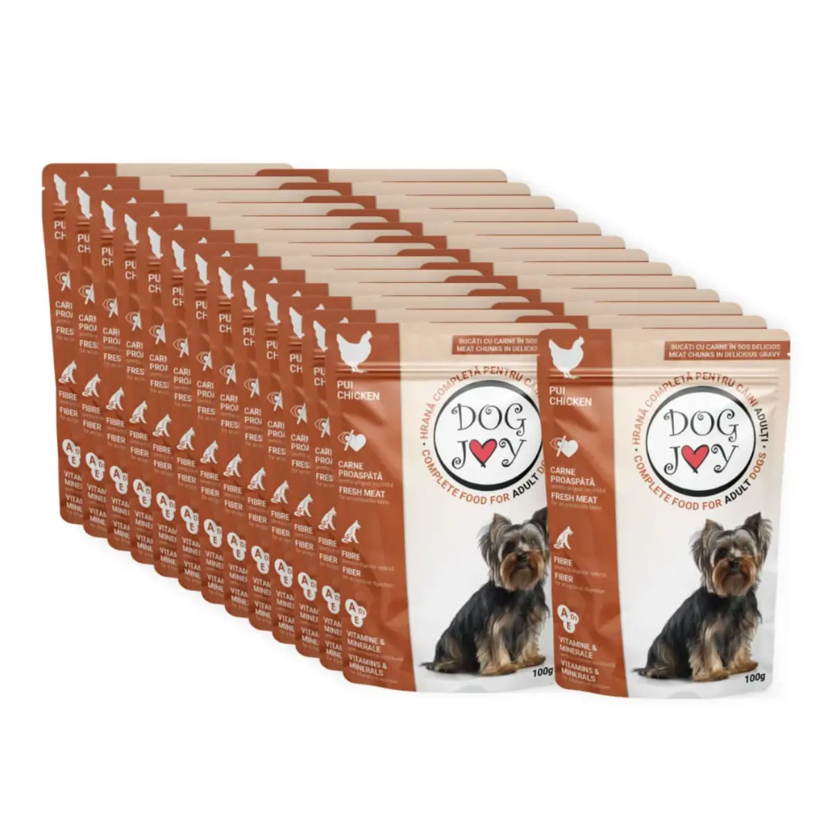 DOG JOY, XS-S, Pui, plic hrana umeda caini, (in sos), bax, 100g x 24buc - Image 2
