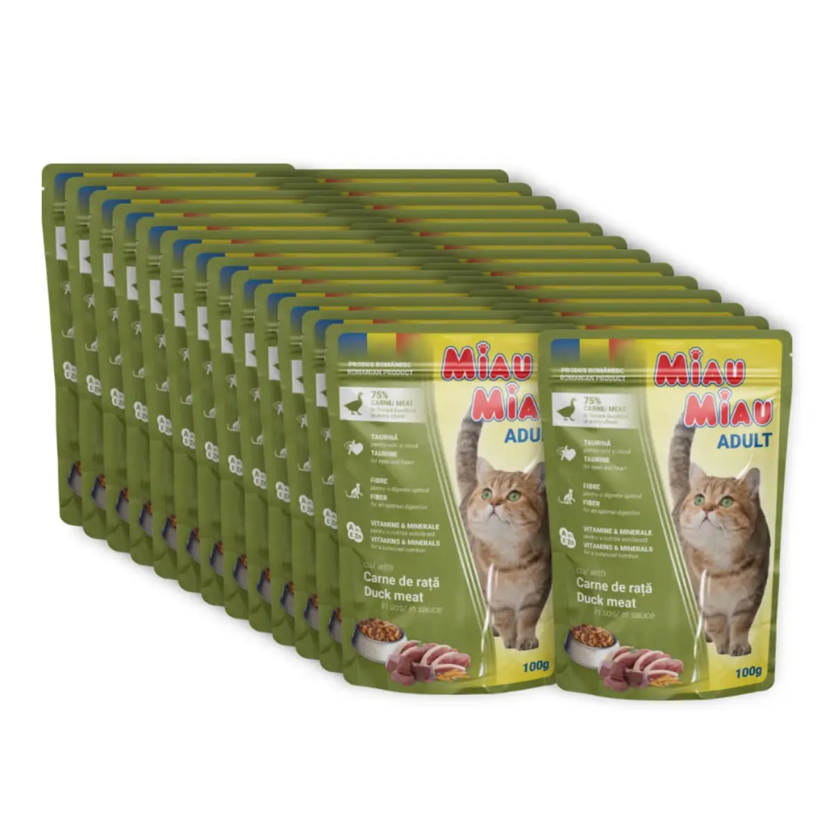 MIAU MIAU, Rata, plic hrana umeda pisici, (in sos), bax, 100g x 24buc