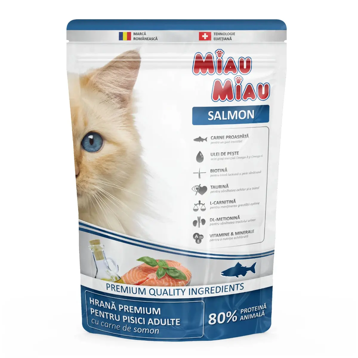 MIAU MIAU, Somon, hrana uscata pisici, 800g