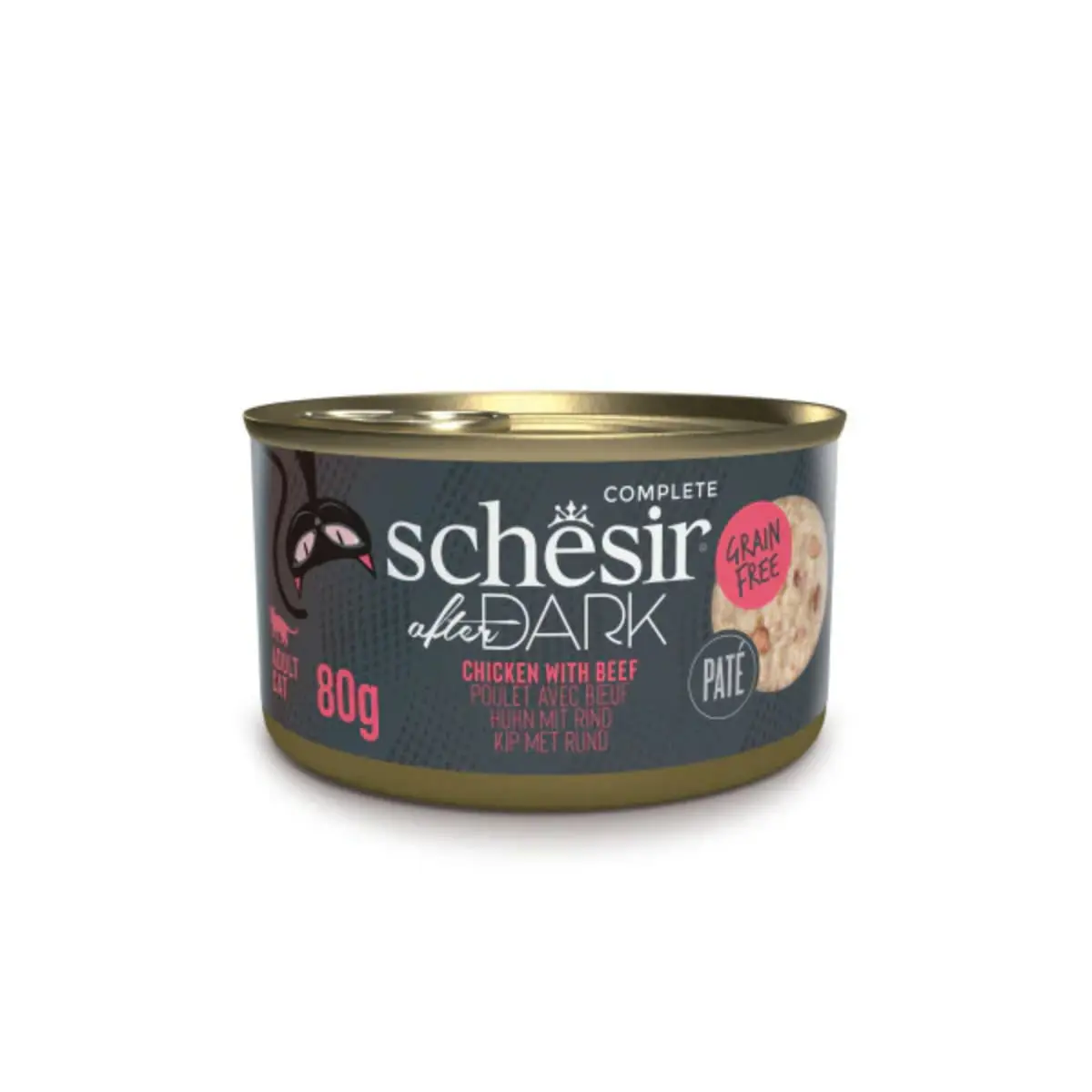 SCHESIR After Dark, Pui si Vita, conserva hrana umeda fara cereale pisici, (in supa), 80g