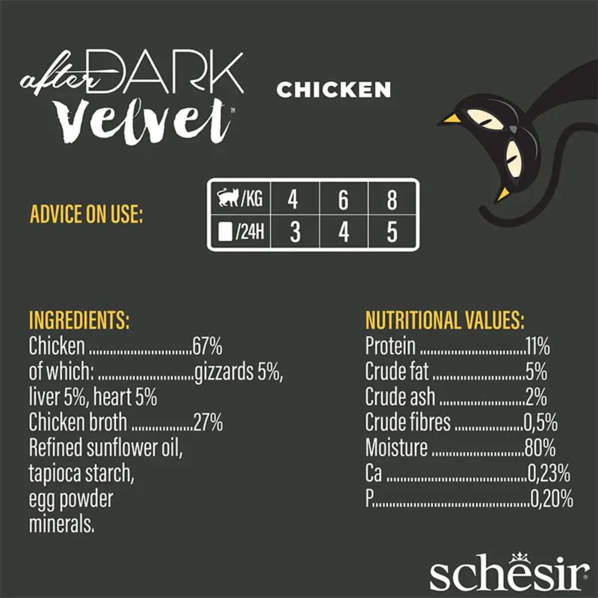 SCHESIR After Dark Velvet Mousse, Pui, plic hrana umeda fara cereale pisici, (mousse), 80g - Image 5