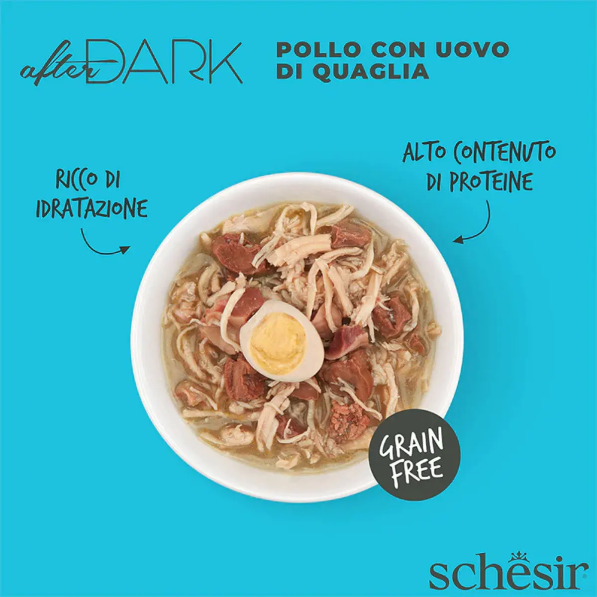 SCHESIR After Dark, Pui si Ou de Prepelita, conserva hrana umeda fara cereale pisici, (in supa), 80g - Image 6