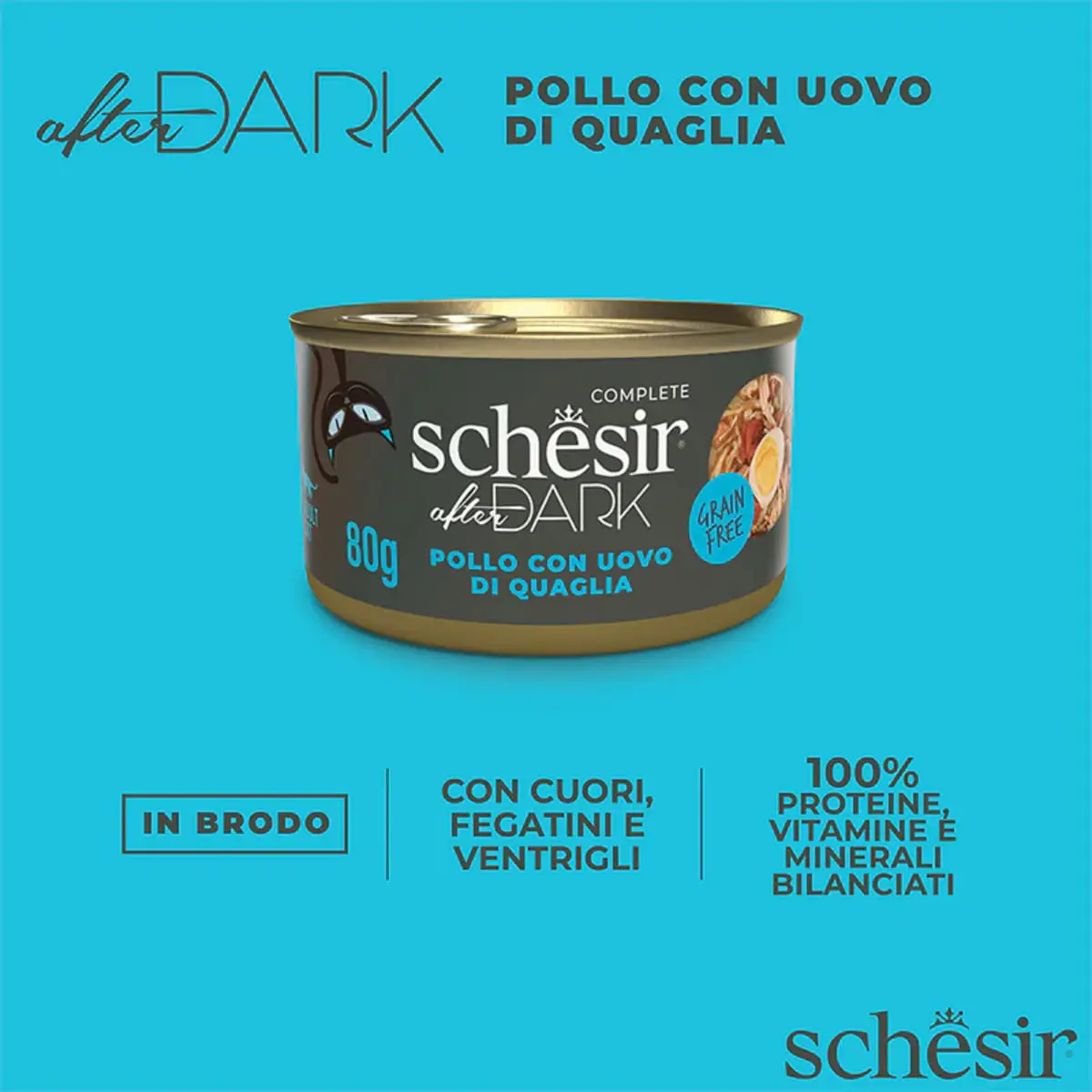 SCHESIR After Dark, Pui si Ou de Prepelita, conserva hrana umeda fara cereale pisici, (in supa), 80g - Image 7
