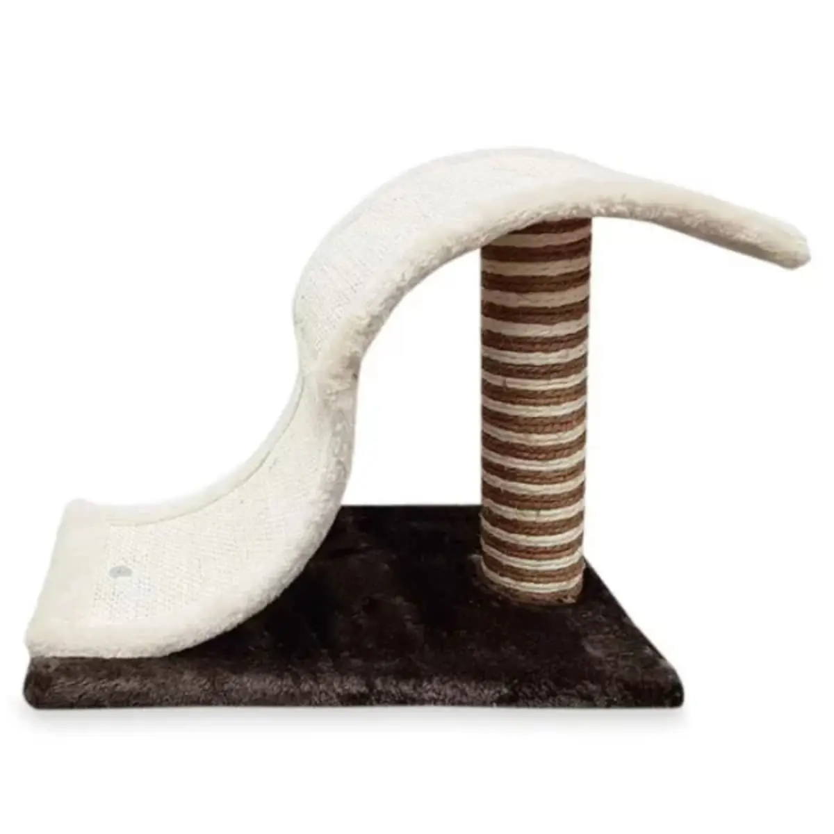 MIAU MIAU Placa Sisal Curbata cu Stalp, ansamblu de joaca pisici, maro si alb, 43x25x33cm - Image 2