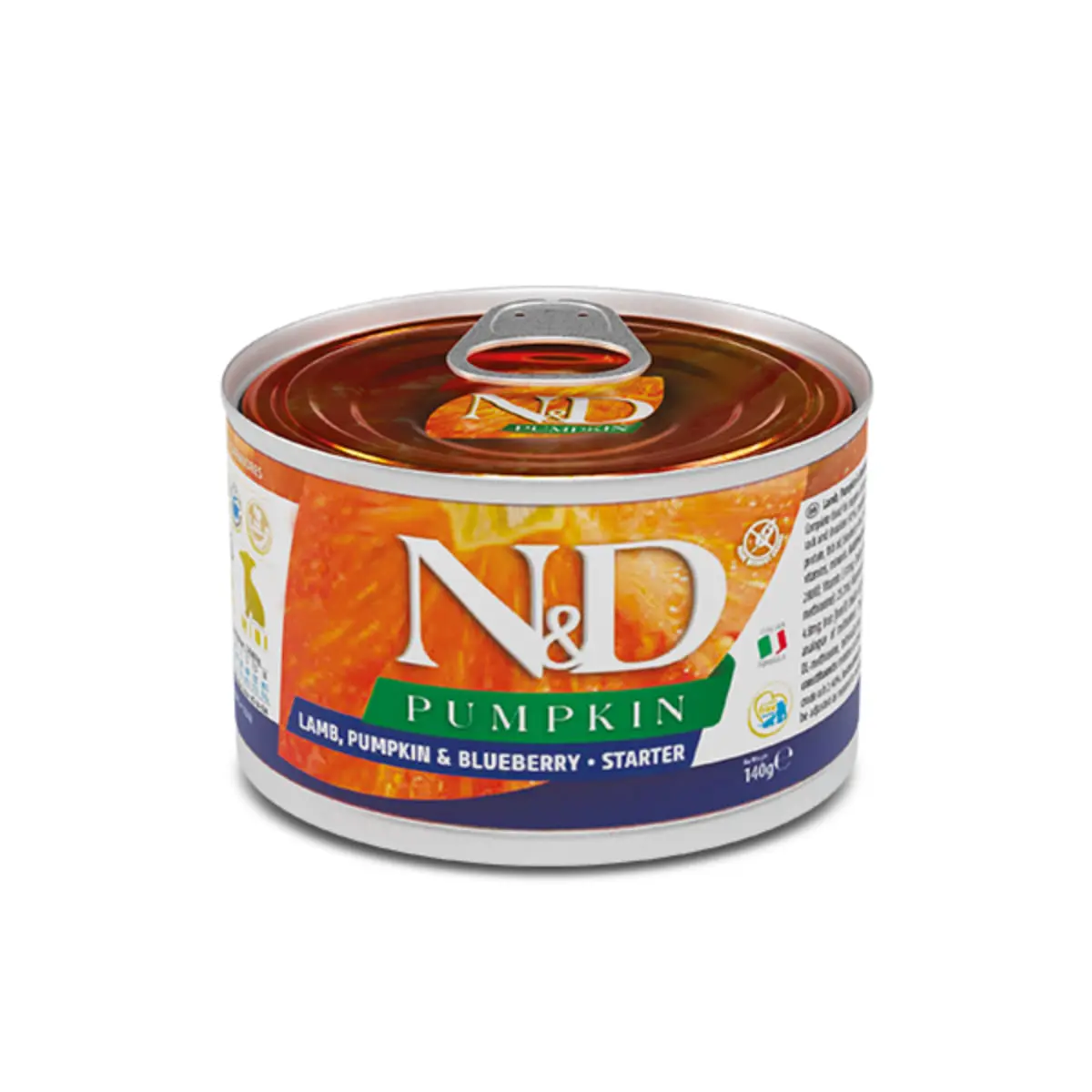 N&D Pumpkin Starter Mini, XS-S, Miel si dovleac, conserva hrana umeda fara cereale caini junior, (in aspic), 140g - Image 2