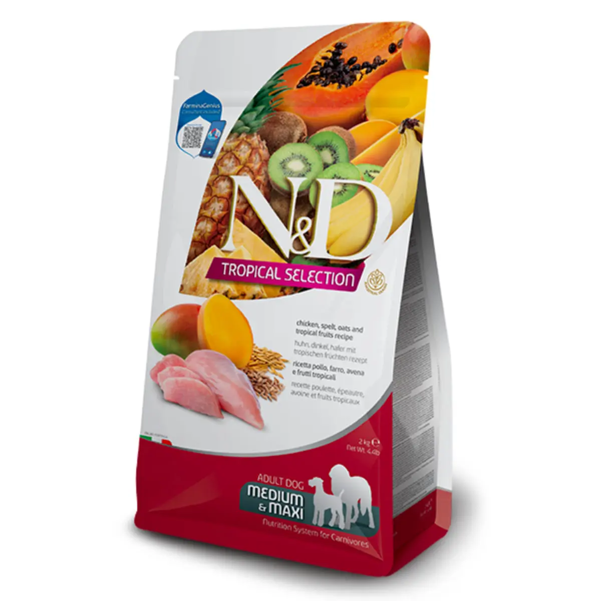 N&D Tropical Selection Adult Medium & Maxi, M-XL, Pui, hrana uscata continut redus cereale caini, 10kg