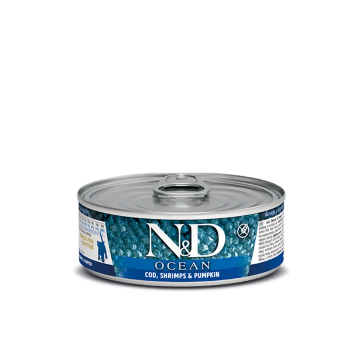 N&D Ocean Kitten, Cod si Creveti, conserva hrana umeda fara cereale pisici junior, (in aspic), 70g