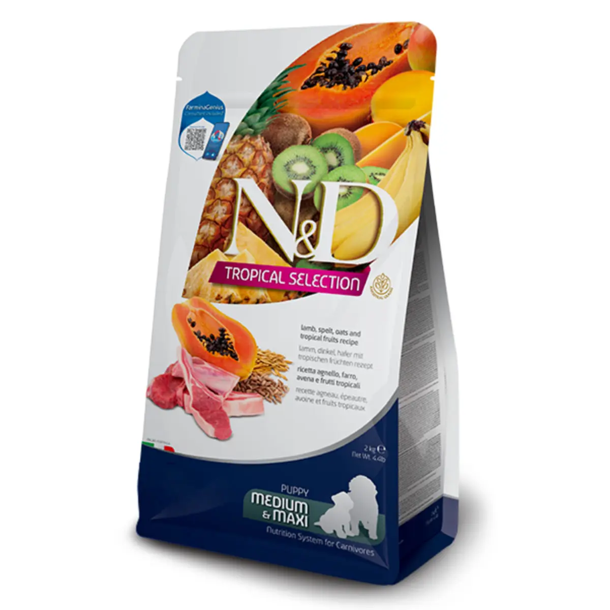 N&D Tropical Selection Puppy Medium & Maxi, M-XL, Miel, hrana uscata continut redus cereale caini junior, 2kg
