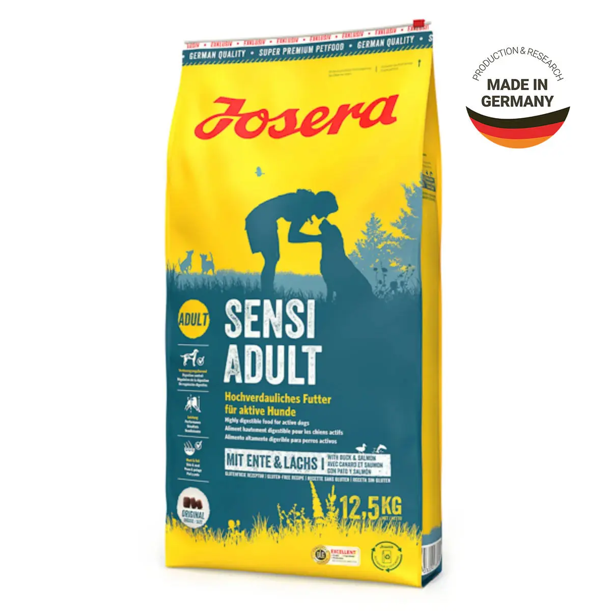 JOSERA Sensi Adult, XS-XL, Rata si Somon, hrana uscata caini, sistem digestiv, 12.5kg