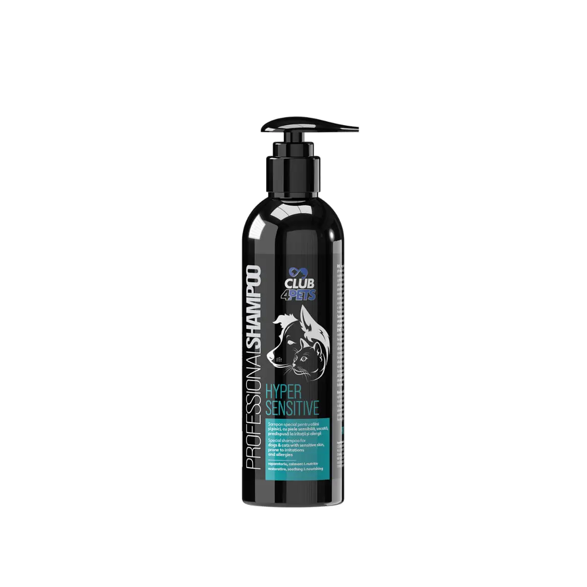 CLUB 4 PETS Profesional Hypersensitive, sampon caini si pisici, piele sensibila, hipoalergenic, flacon cu aplicator, 250ml - Image 2
