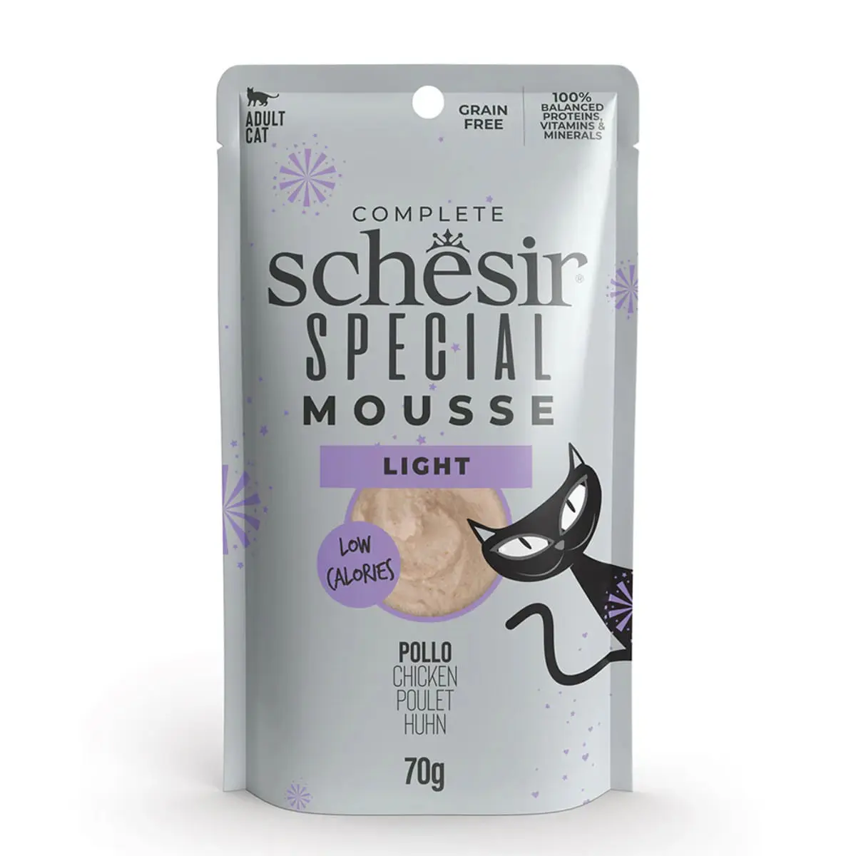 SCHESIR Special Light, Pui, plic hrana umeda fara cereale pisici, obezitate, (mousse), 70g