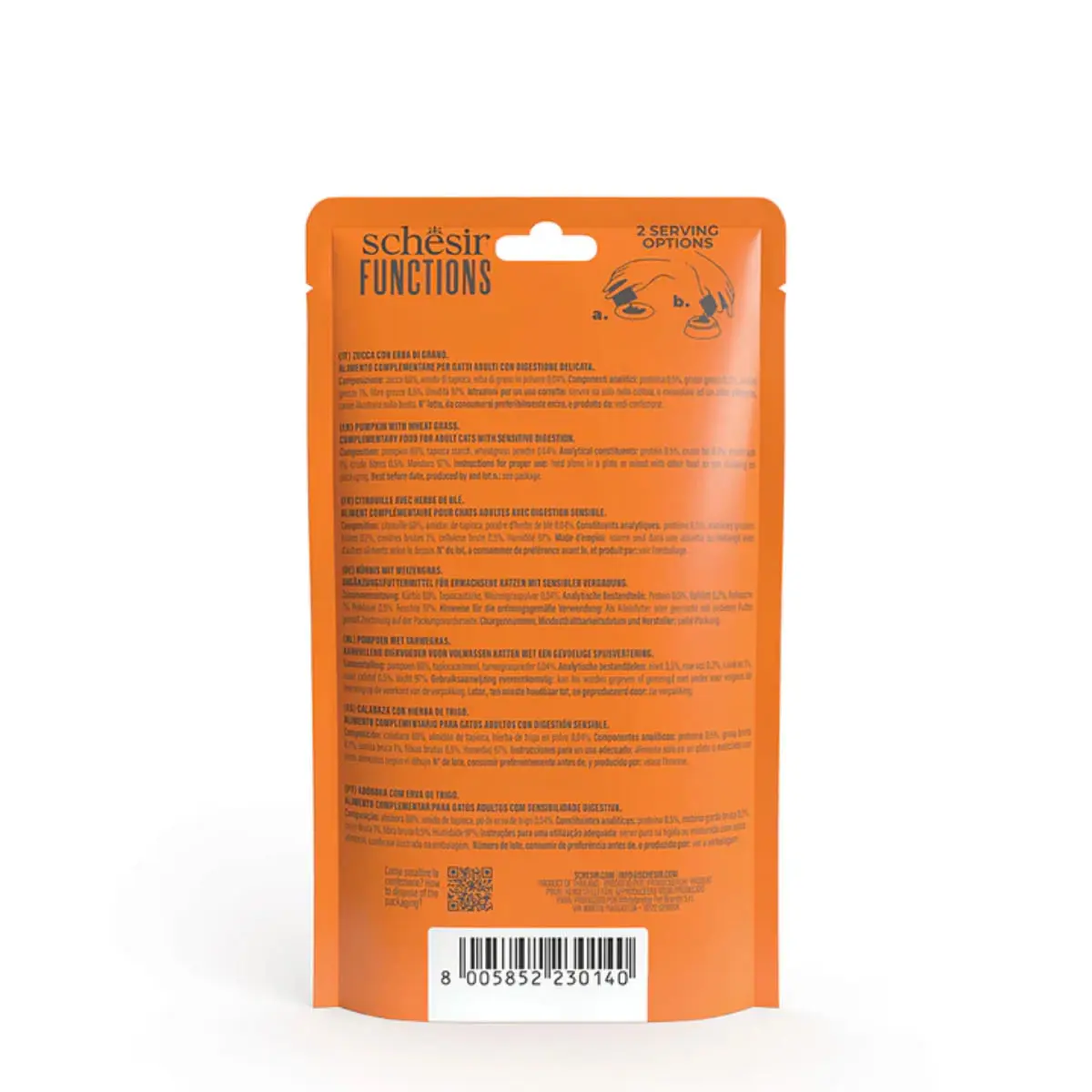 SCHESIR Functions Digestive Topper, dovleac, plic hrana umeda fara cereale pisici, sistem digestiv, (topping), 40g - Image 3