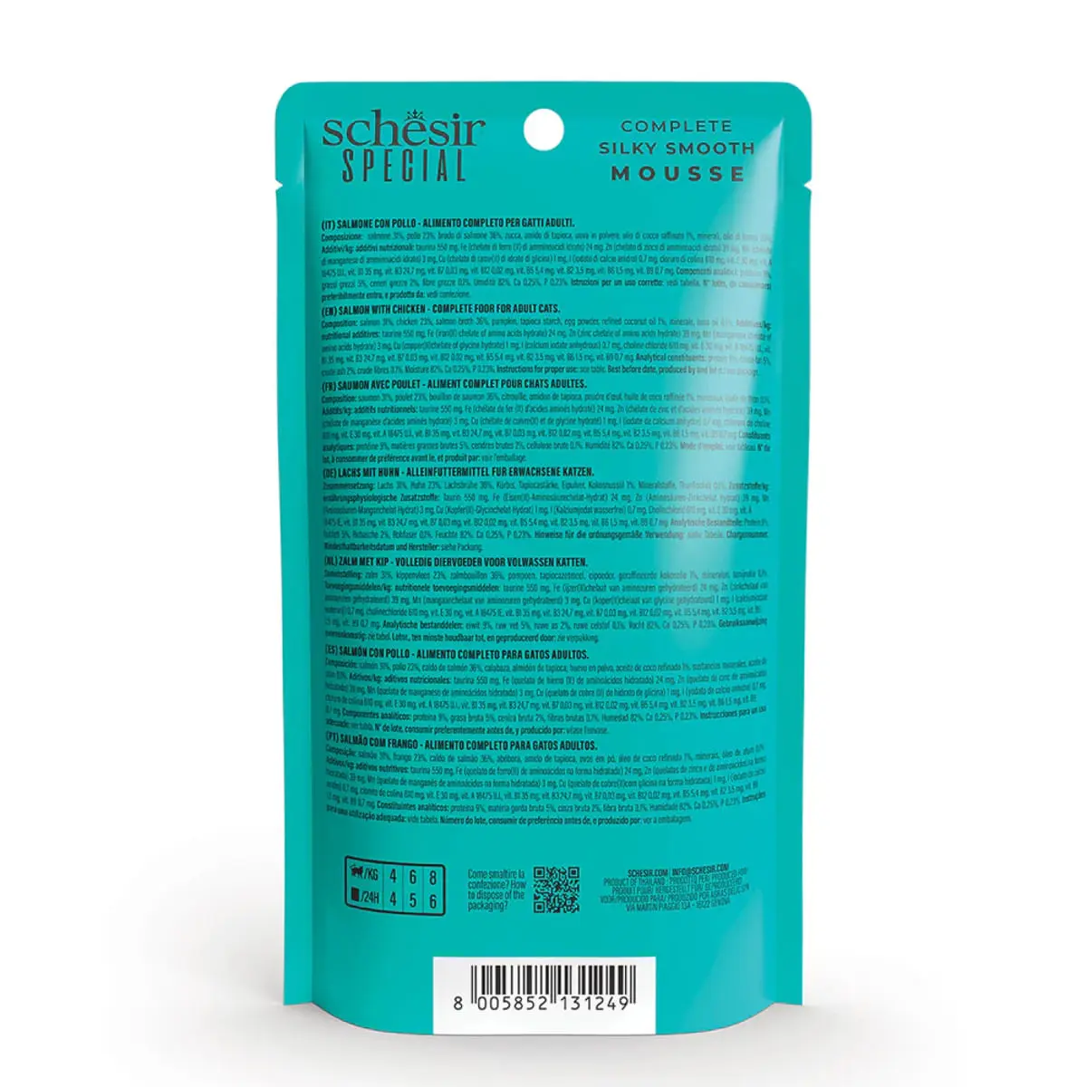 SCHESIR Special Skin & Coat, Somon si Pui, plic hrana umeda fara cereale pisici, piele & blana, (mousse), 70g - Image 3