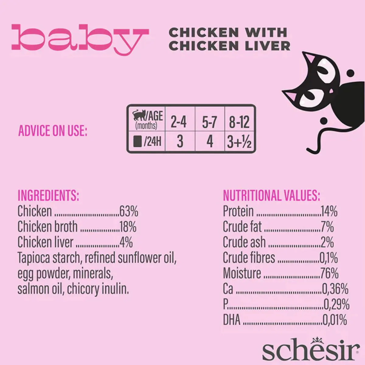 SCHESIR Baby Fillets, Pui si Ficat, conserva hrana umeda fara cereale pisici junior, (in supa), 70g - Image 5