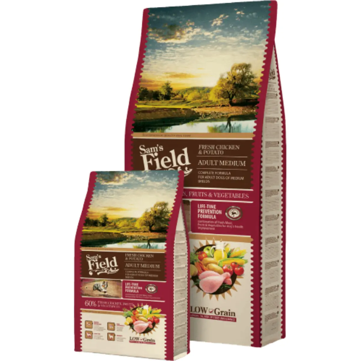 SAM'S FIELD Fresh Adult Medium, M, Pui si Cartofi, hrana uscata continut redus cereale caini, 2.5kg
