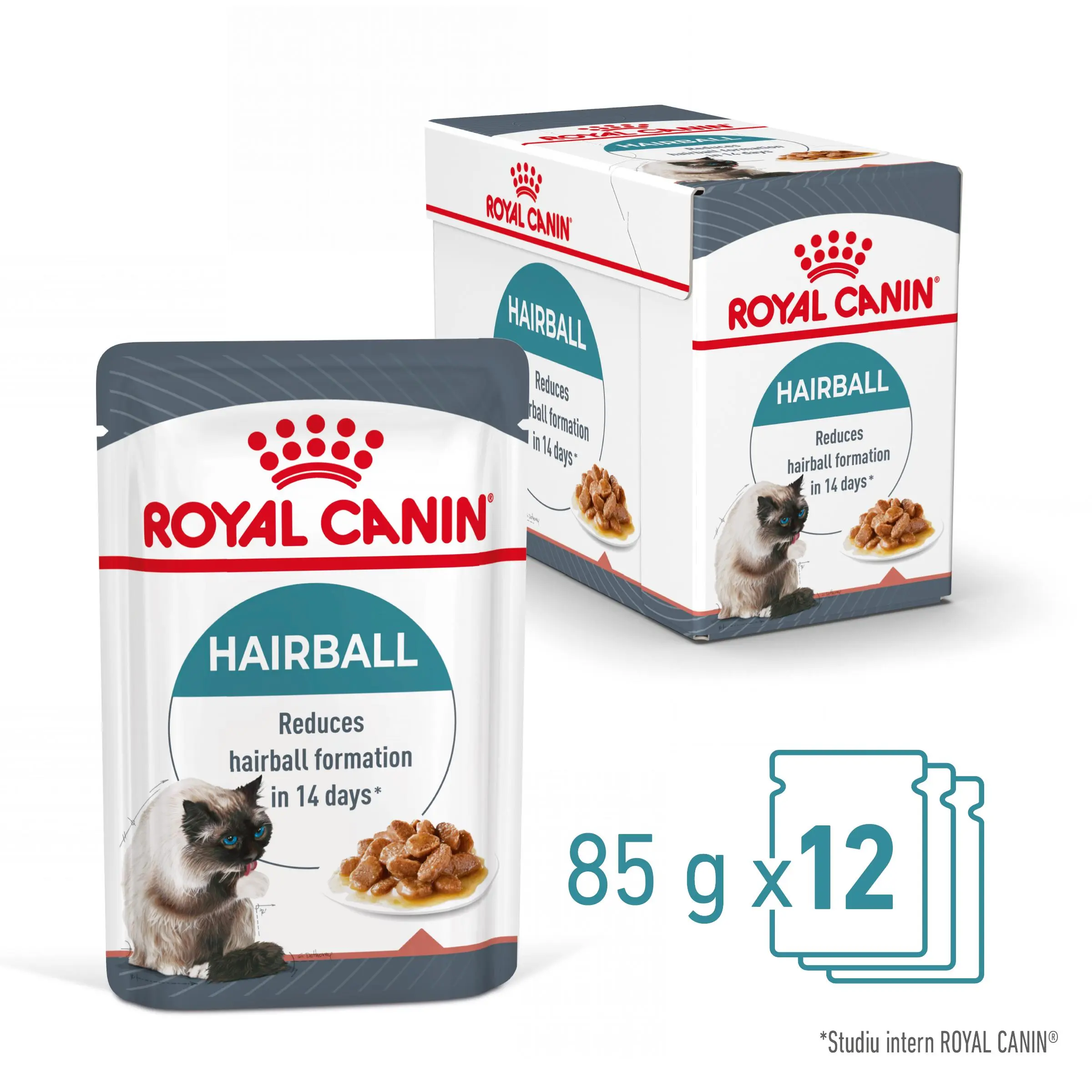 ROYAL CANIN Hairball Care Adult, hrana umeda pisici, limitarea ghemurilor de blana, (in sos), bax, 85g x 12buc