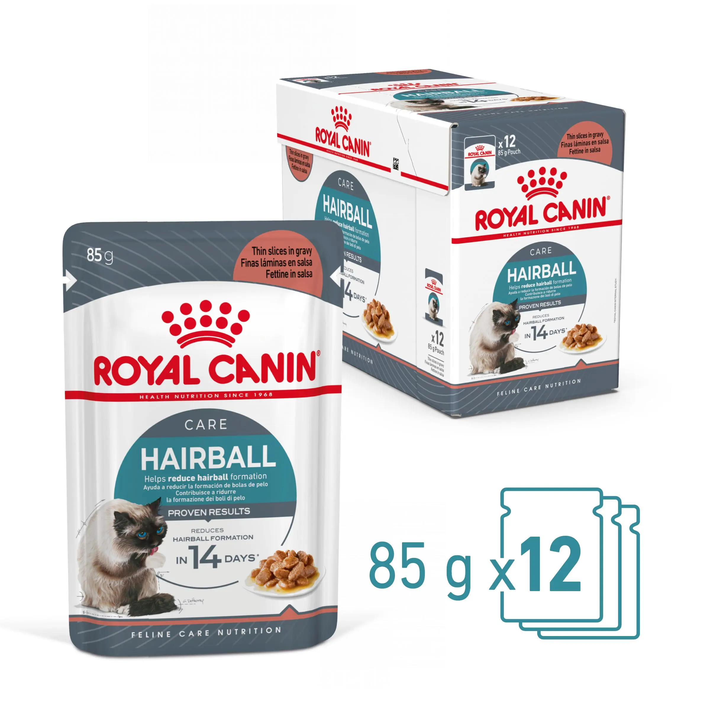 ROYAL CANIN Hairball Care Adult, hrana umeda pisici, limitarea ghemurilor de blana, (in sos), bax, 85g x 12buc - Image 3