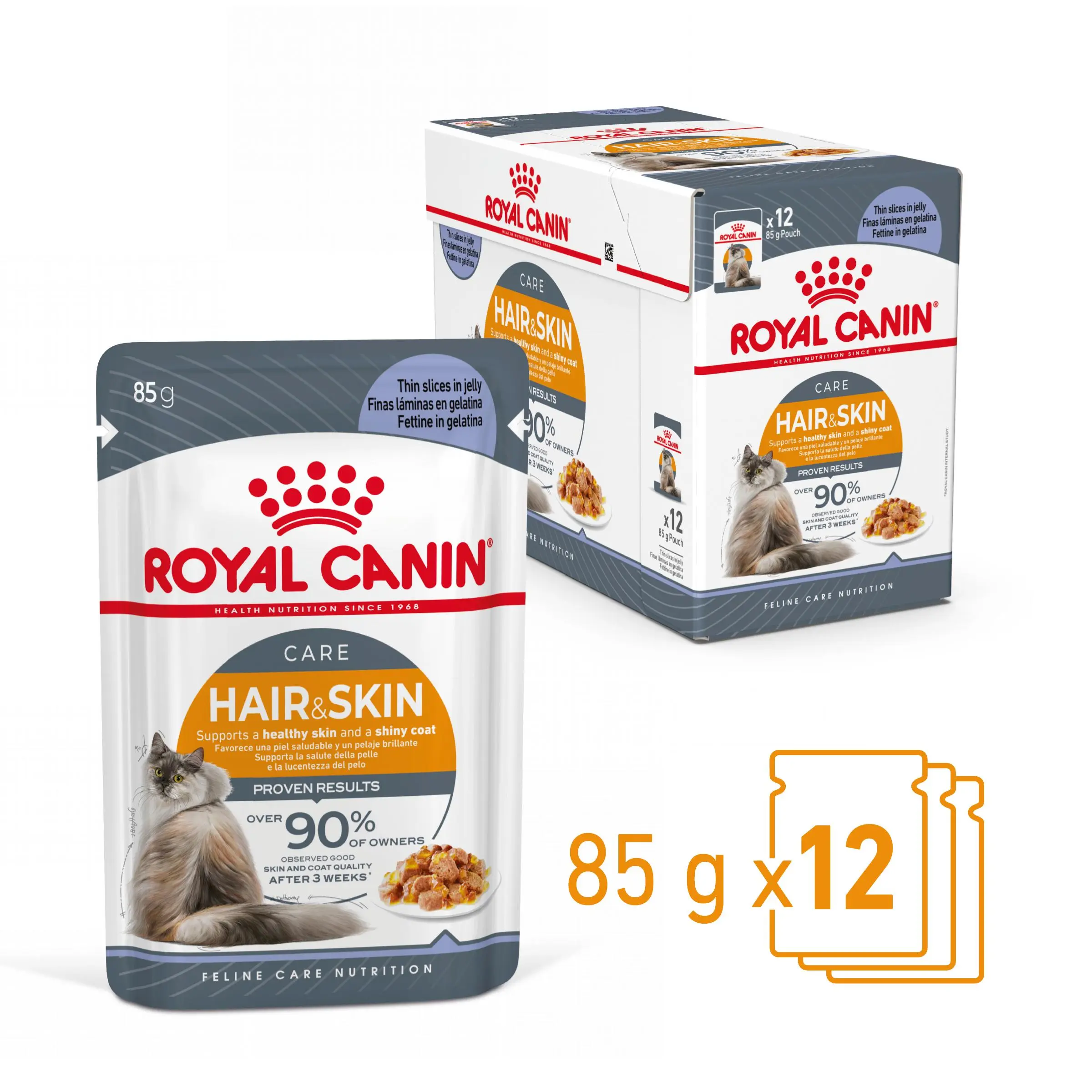 ROYAL CANIN Hair&Skin Care Adult hrana umeda pisici piele & blana (in aspic), bax, 85g x 12buc - Image 3