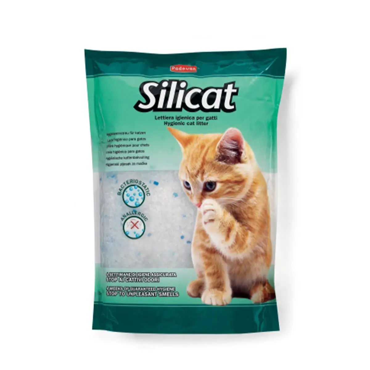PADOVAN, neparfumat, asternut igienic pisici, granule, silicat, neaglomerant, neutralizare mirosuri, 5l