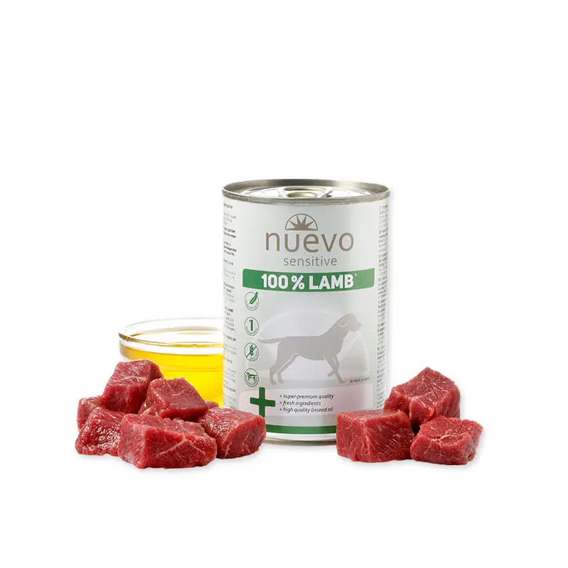 NUEVO Sensitive 100% Lamb, XS-XL, Miel, conserva hrana umeda monoproteica fara cereale caini, alergii, (in aspic), 400g