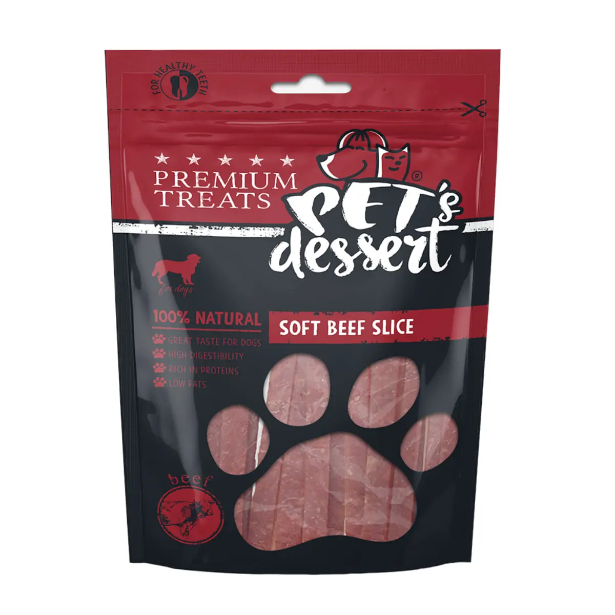 PET'S DESSERT Soft Slice, XS-XL, Vita, punguta recompense fara cereale caini, 80g