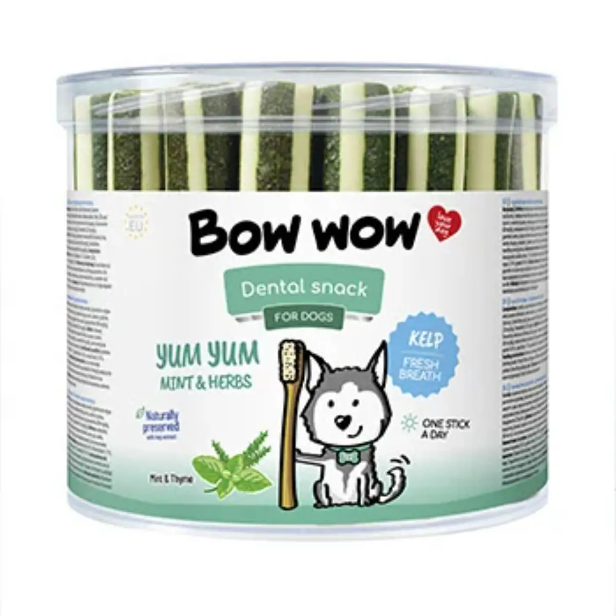 BOW WOW Dental Snack, S-XL, Menta, galetusa recompense caini, 35buc, 1400g - Image 2