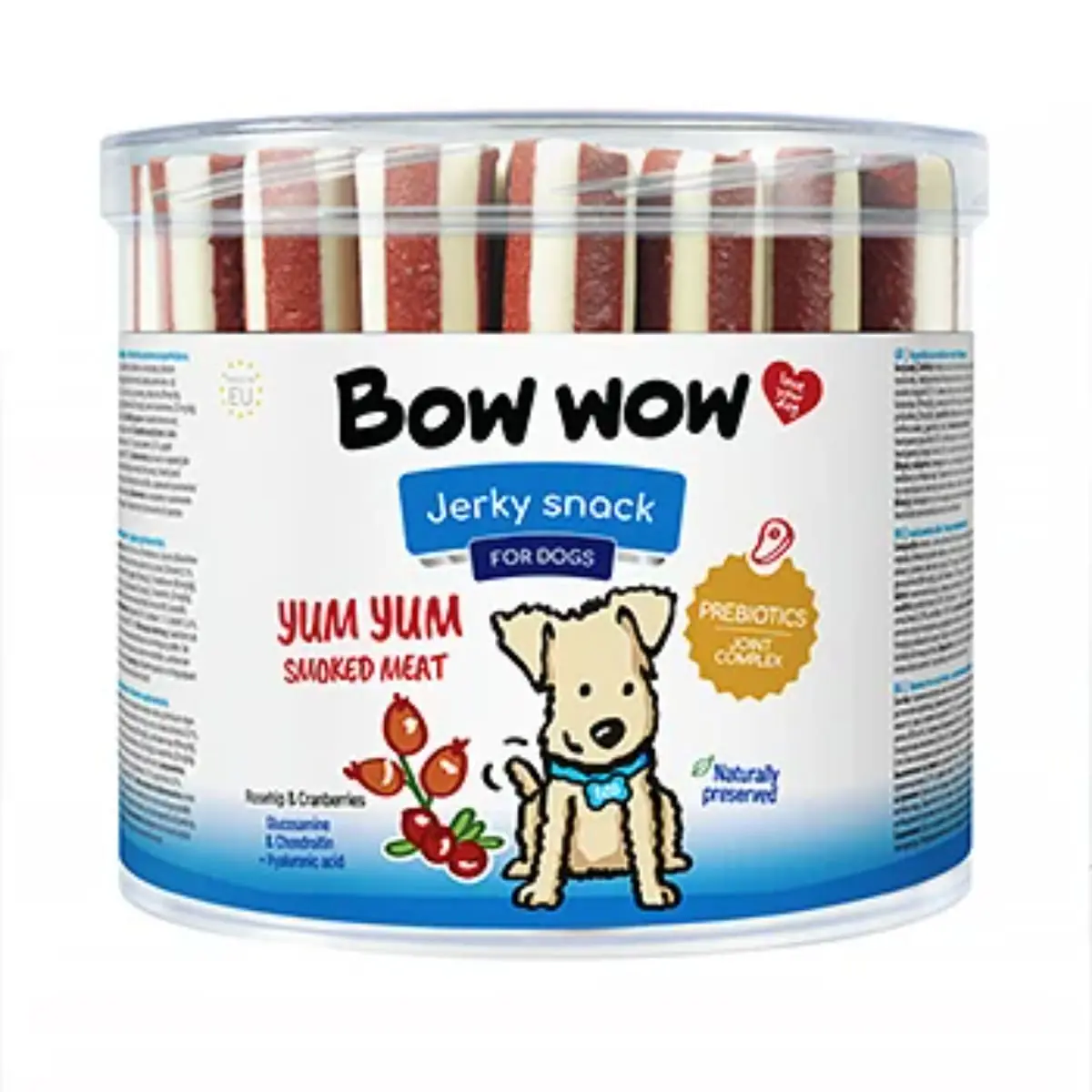 BOW WOW Jerky Snack Smoked Meat, S-XL, Carne, galetusa recompense caini, 35buc, 1400g