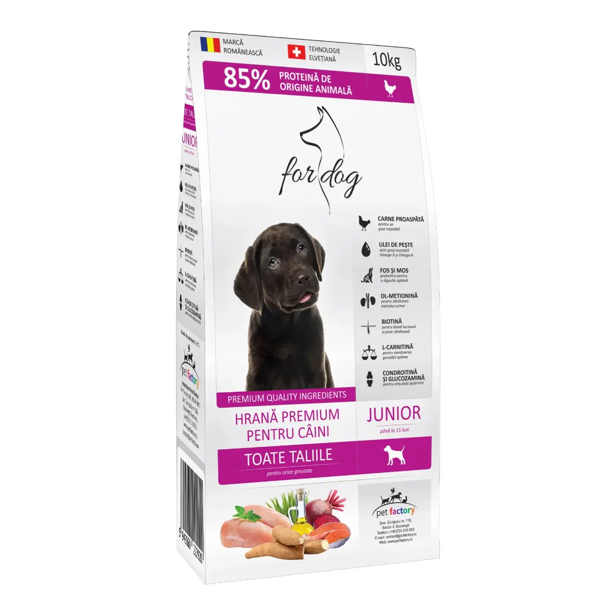 FOR DOG Junior, XS-XL, Pasare, hrana uscata caini junior, 10kg