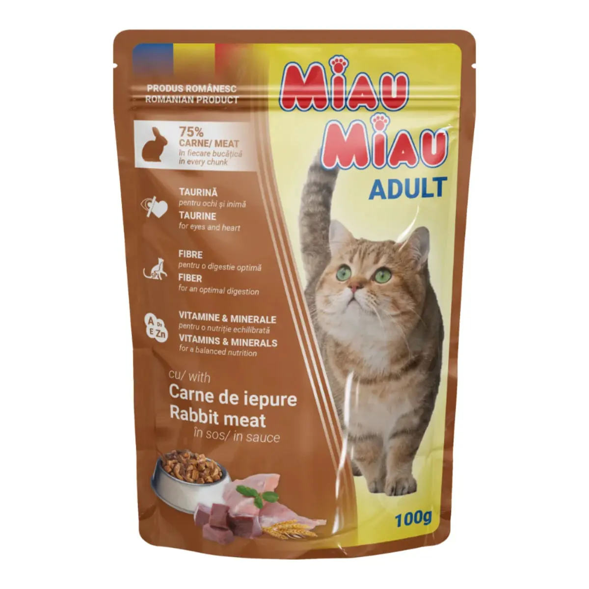 MIAU MIAU, Iepure, plic hrana umeda pisici, (in sos), 100g