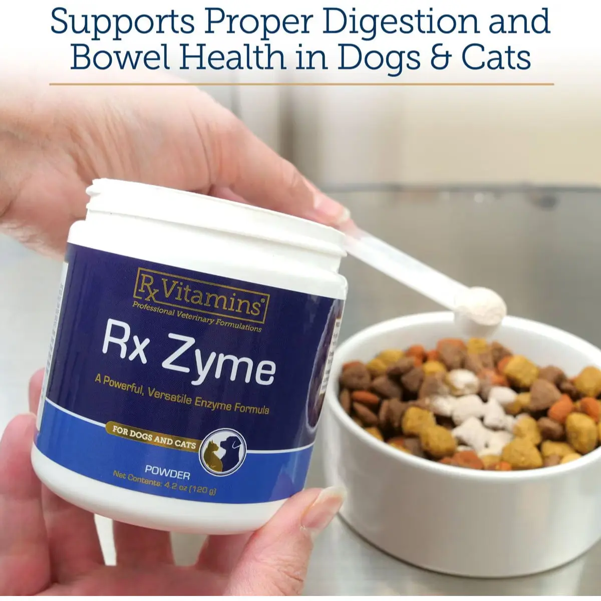RX VITAMINS Zyme, supliment sistem digestiv caini, pudra RX VITAMINS Zyme, supliment sistem digestiv caini si pisici, flacon, 120g pudra - Image 4