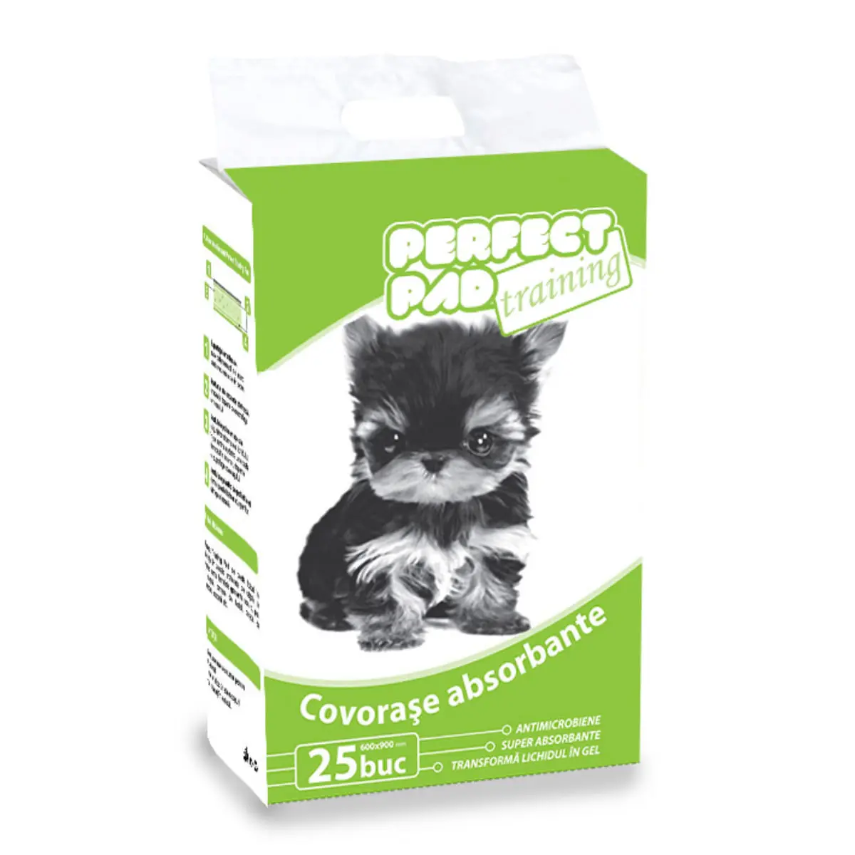 PERFECT PAD Training, covorase absorbante caini, cu benzi adezive, antimicrobian, 60x90cm, 25buc
