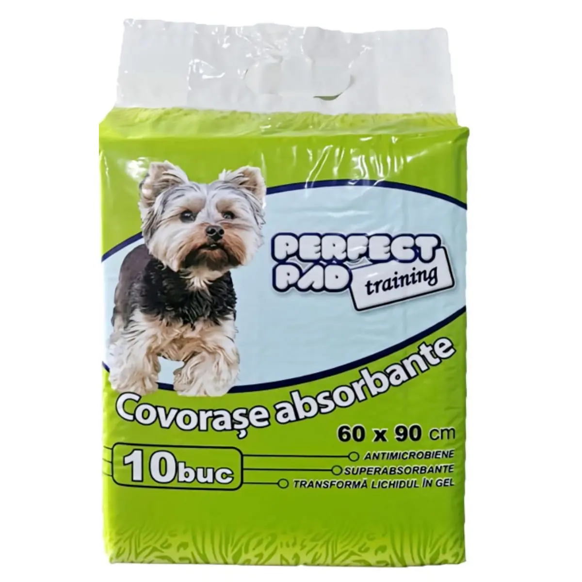 PERFECT PAD Training, covorase absorbante caini, cu benzi adezive, antimicrobian, 60x90cm, 10buc